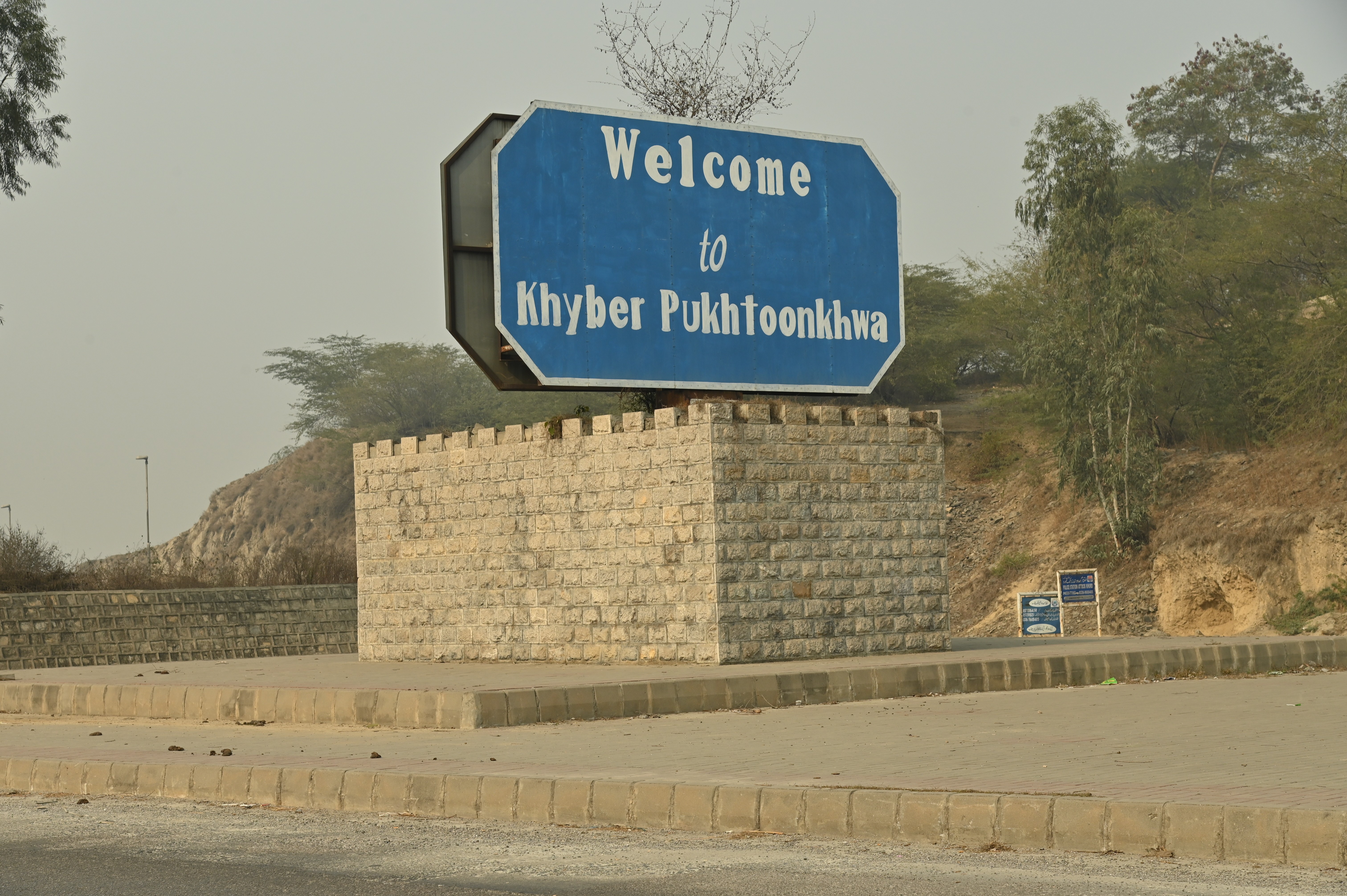 The board at the starting point of Khyber Pakhtunkhwa,the fourth largest province of Pakistan by land area and the third-largest province by population, welcoming the tourists