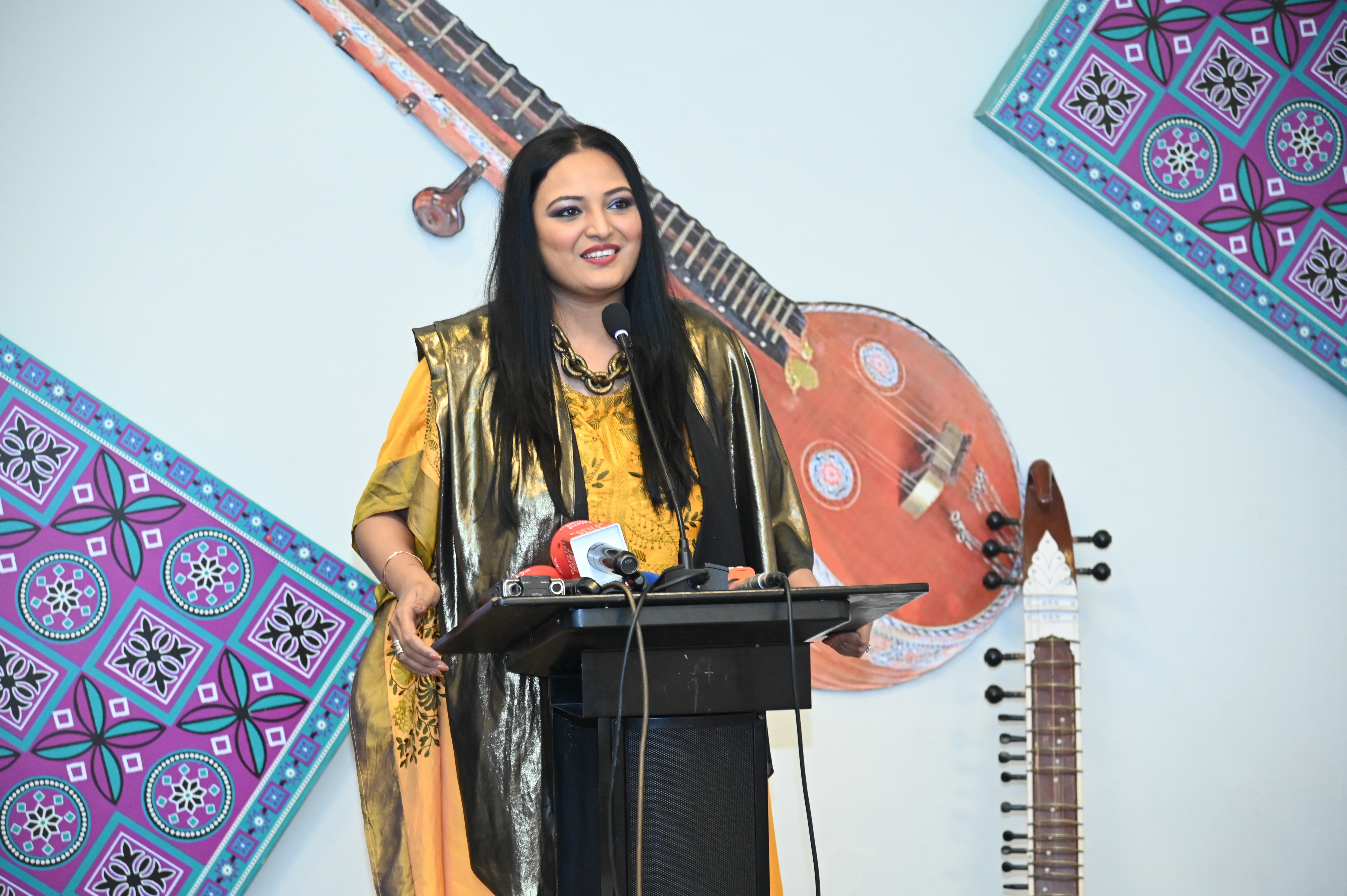 the Chief Guest expressing her views at an inauguration ceremony of national Music academy at PNCA