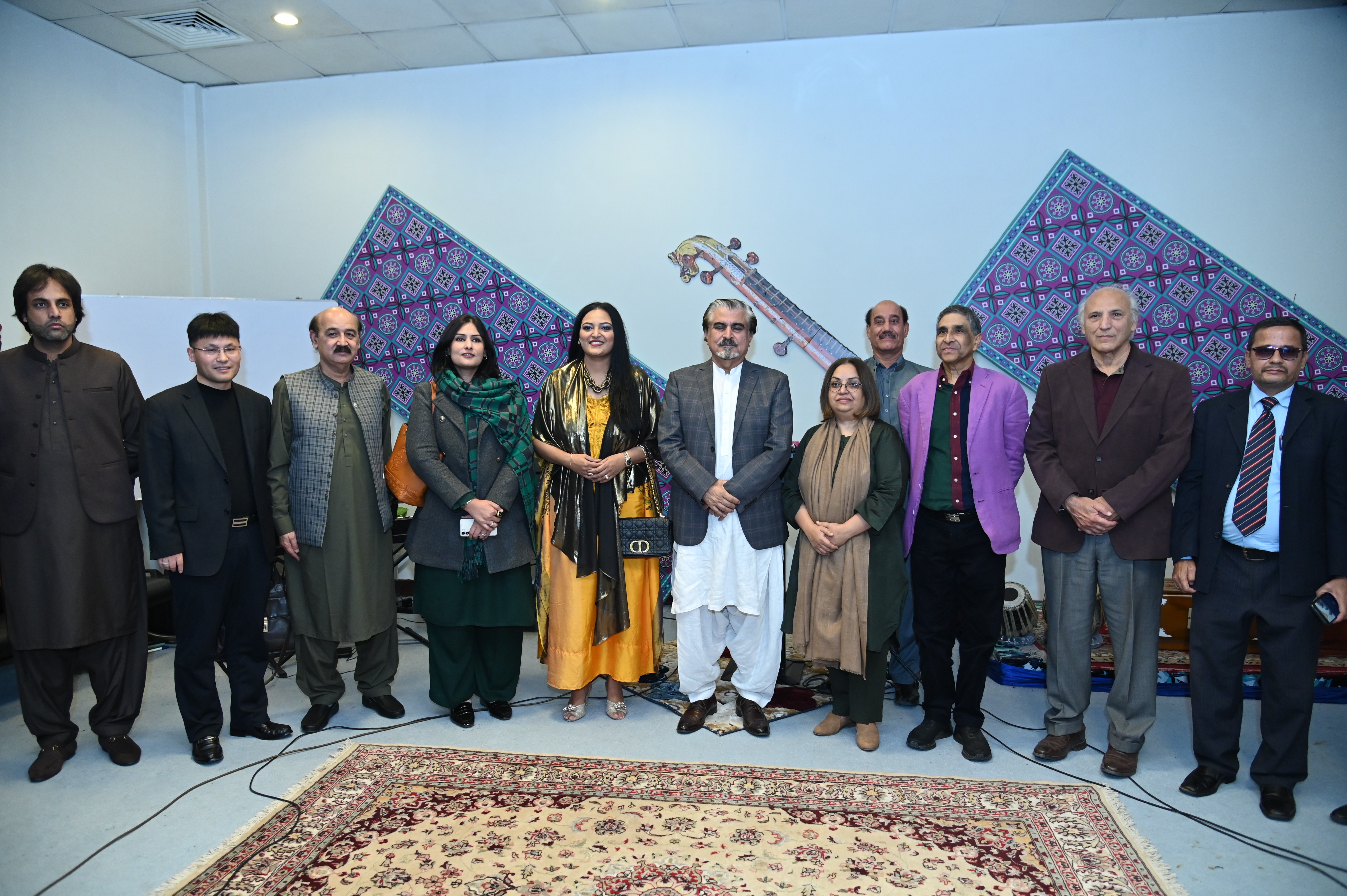 the group photo of Syed Jamal Shah with the chief guests at an inauguration ceremony of national Music academy at PNCA