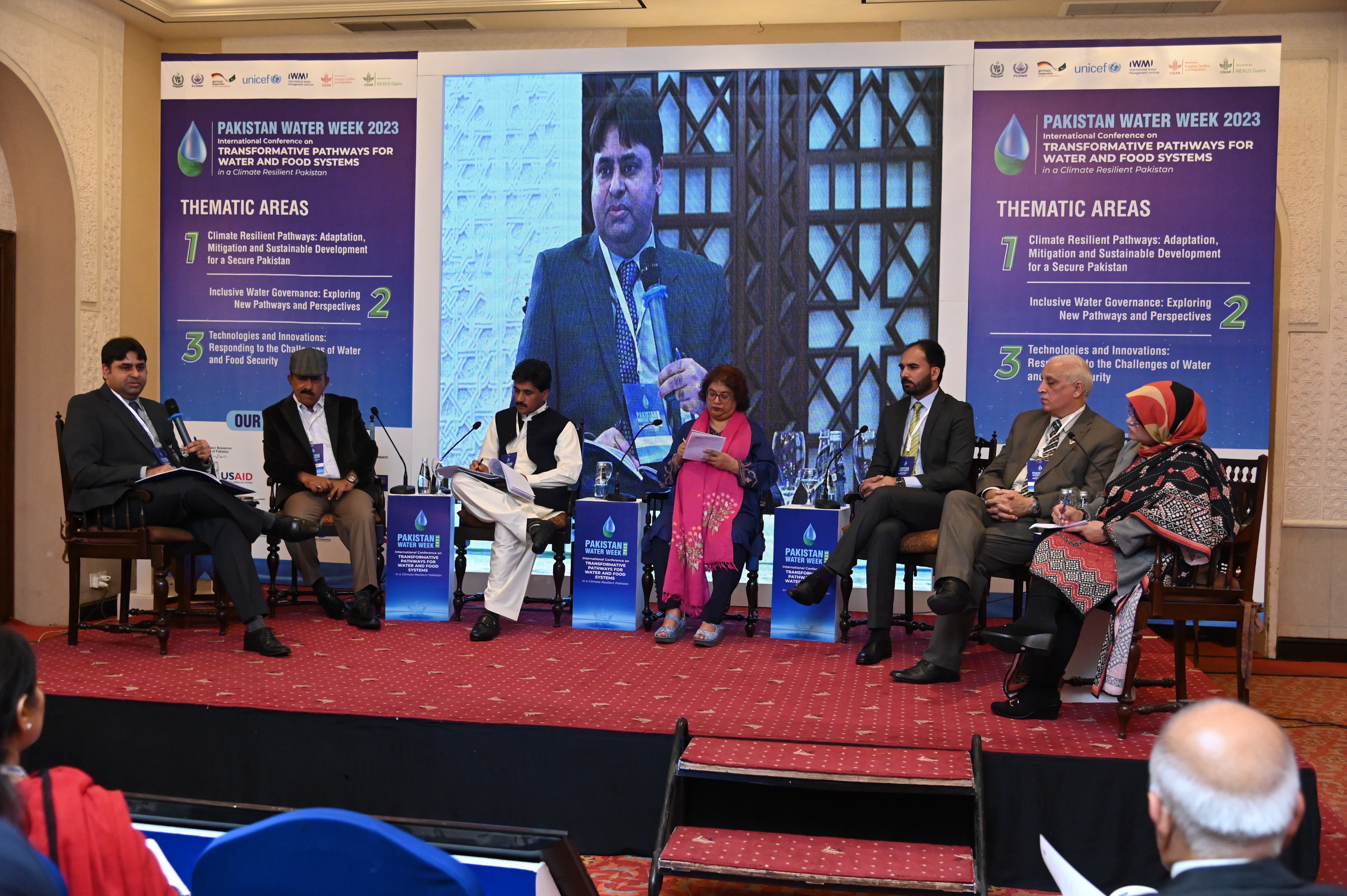 the penal discussion at an International Conference & National Workshop on "PAKISTAN WATER WEEK 2023:TRANSFORMATIVE PATHWAYS FOR WATER AND FOOD SYSTEM"