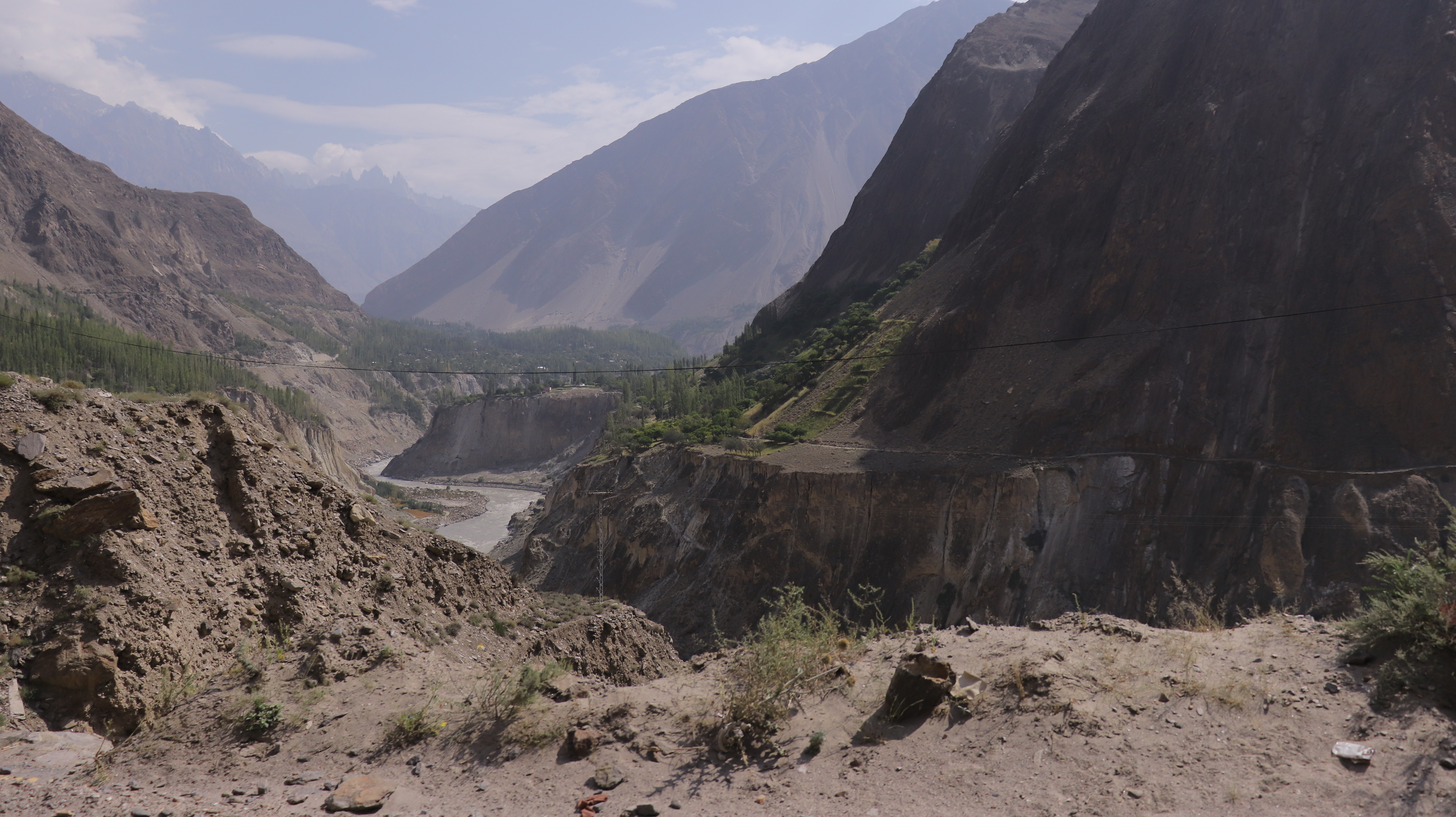 The beauty of watercouse passing by the sub range of Karakoram Range: Passu Sar Peak