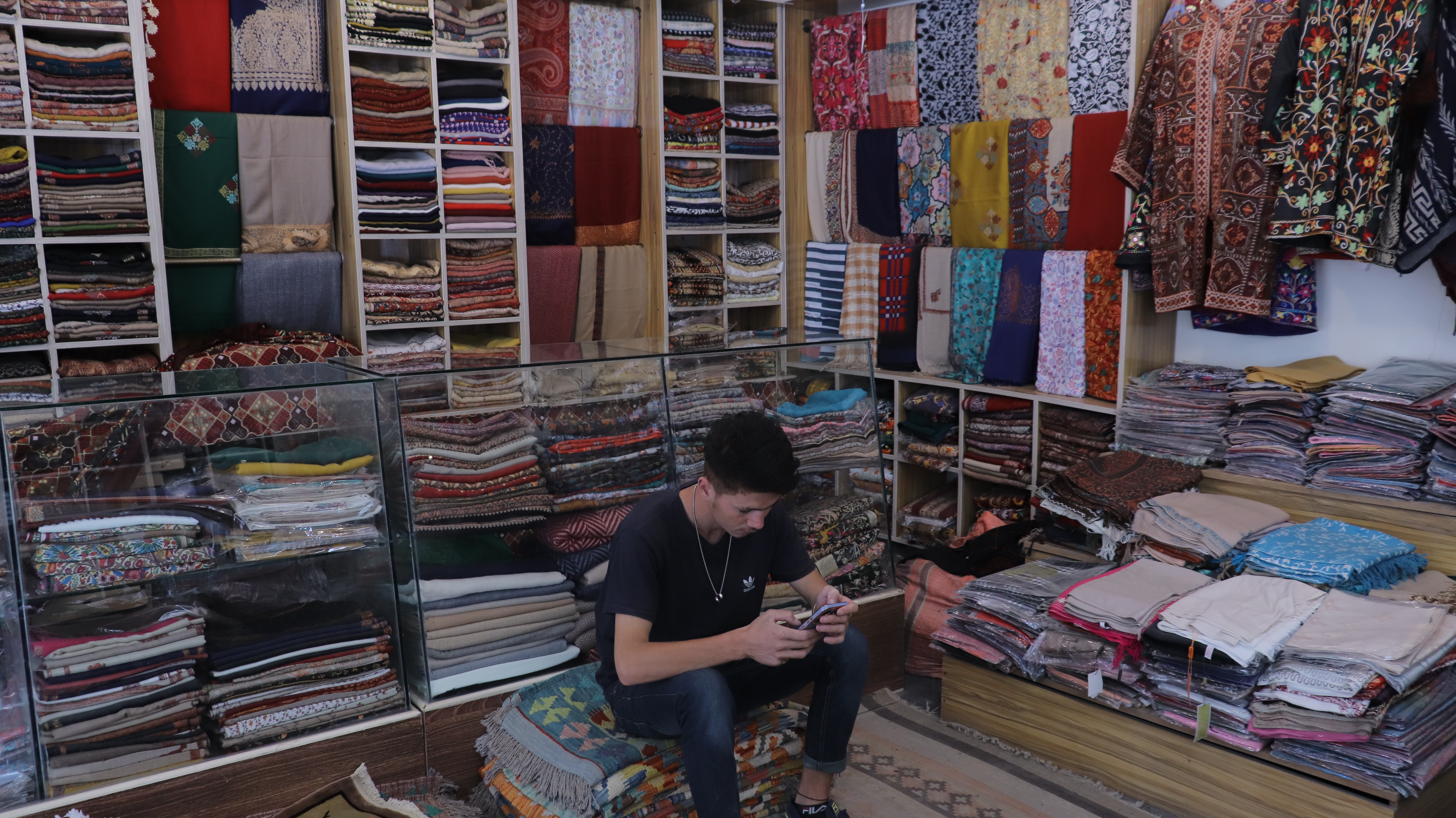 the cultural shop with traditional dresses and shawls of Hunza