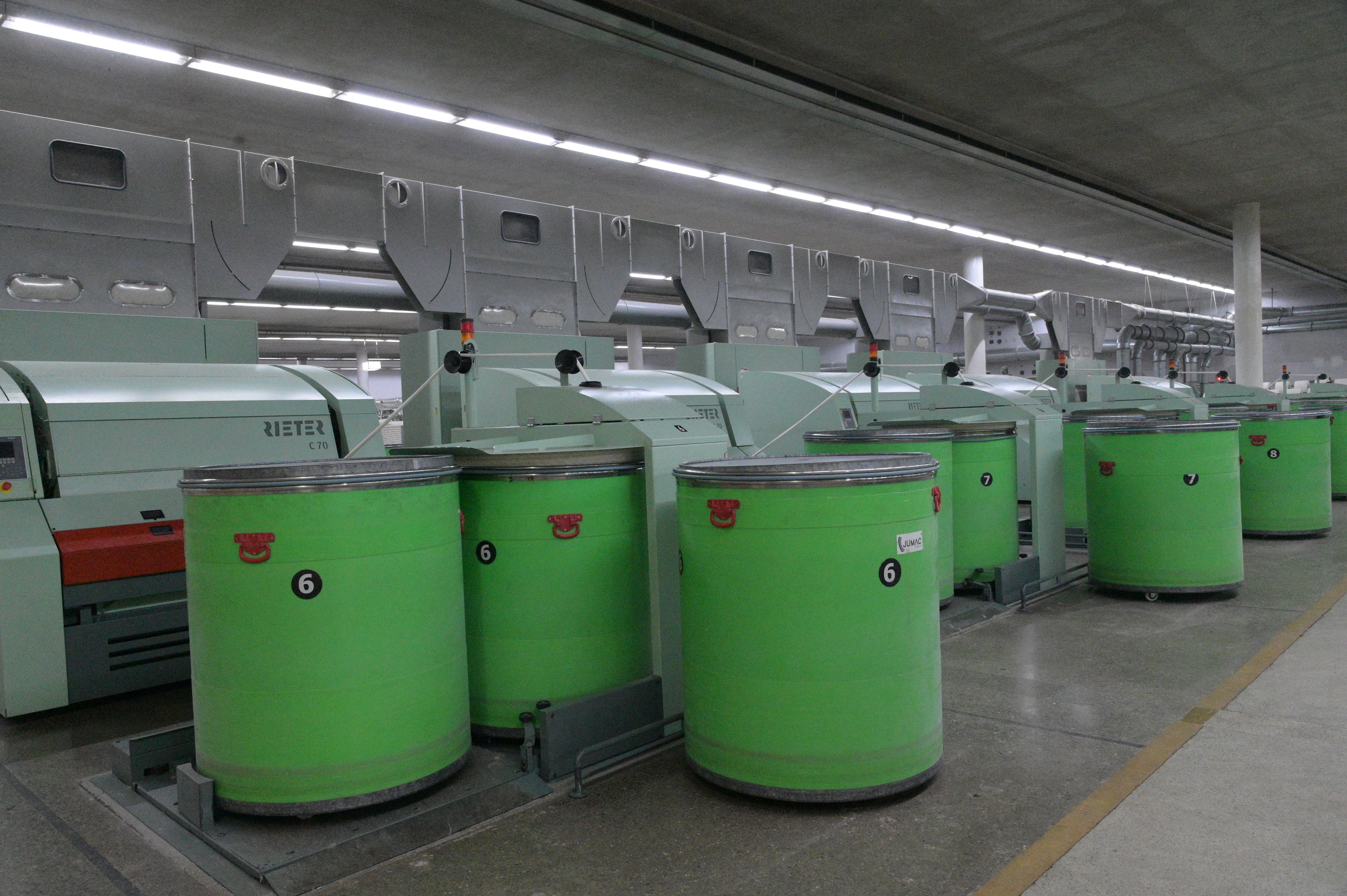 spinning cans of cotton units used in the textile industry