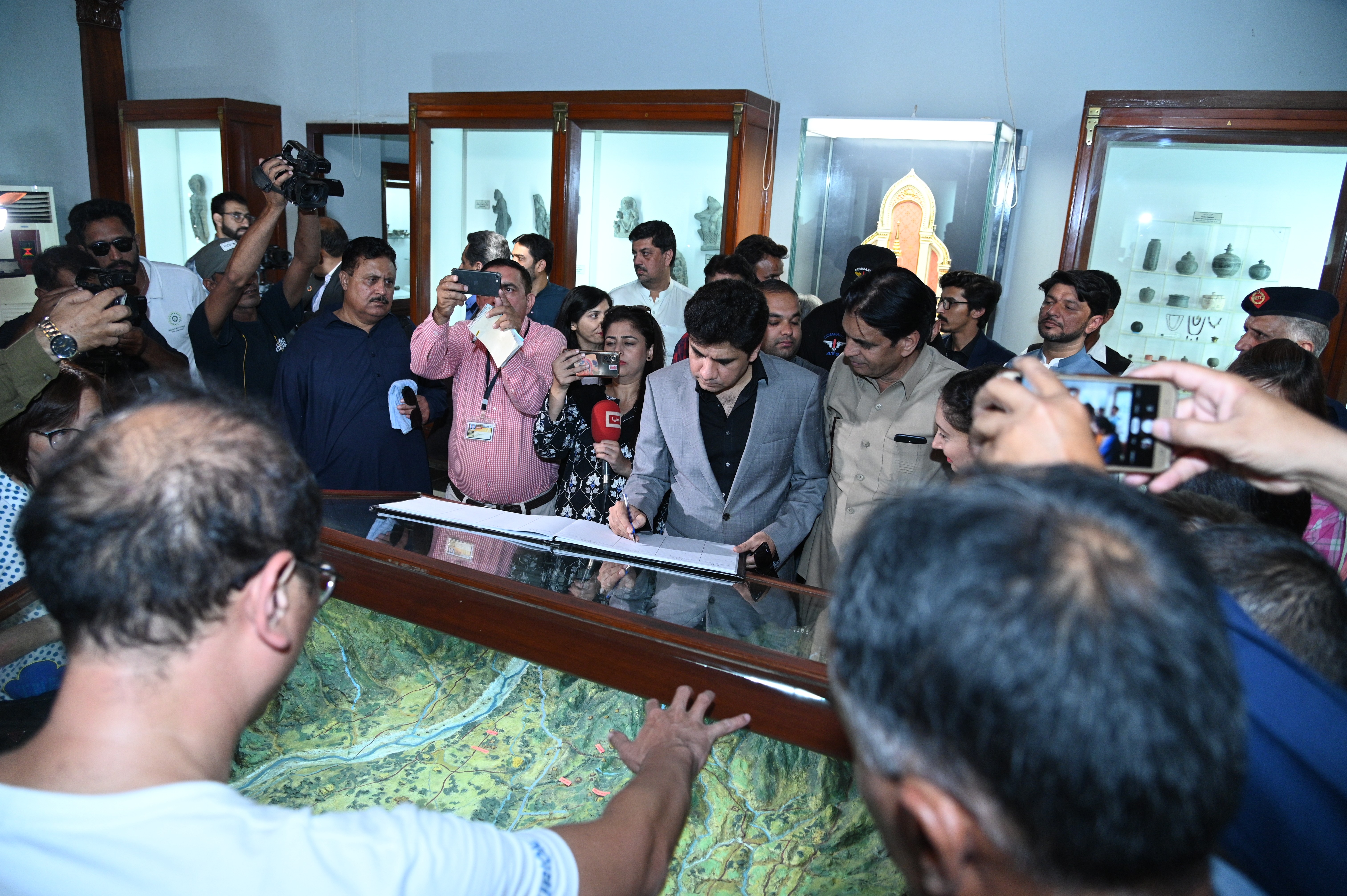 Wasi Shah: a well-known figure in the field of literature in Pakistan and the  caretaker federal minister of tourism pakistan giving his remarks in taxila museum