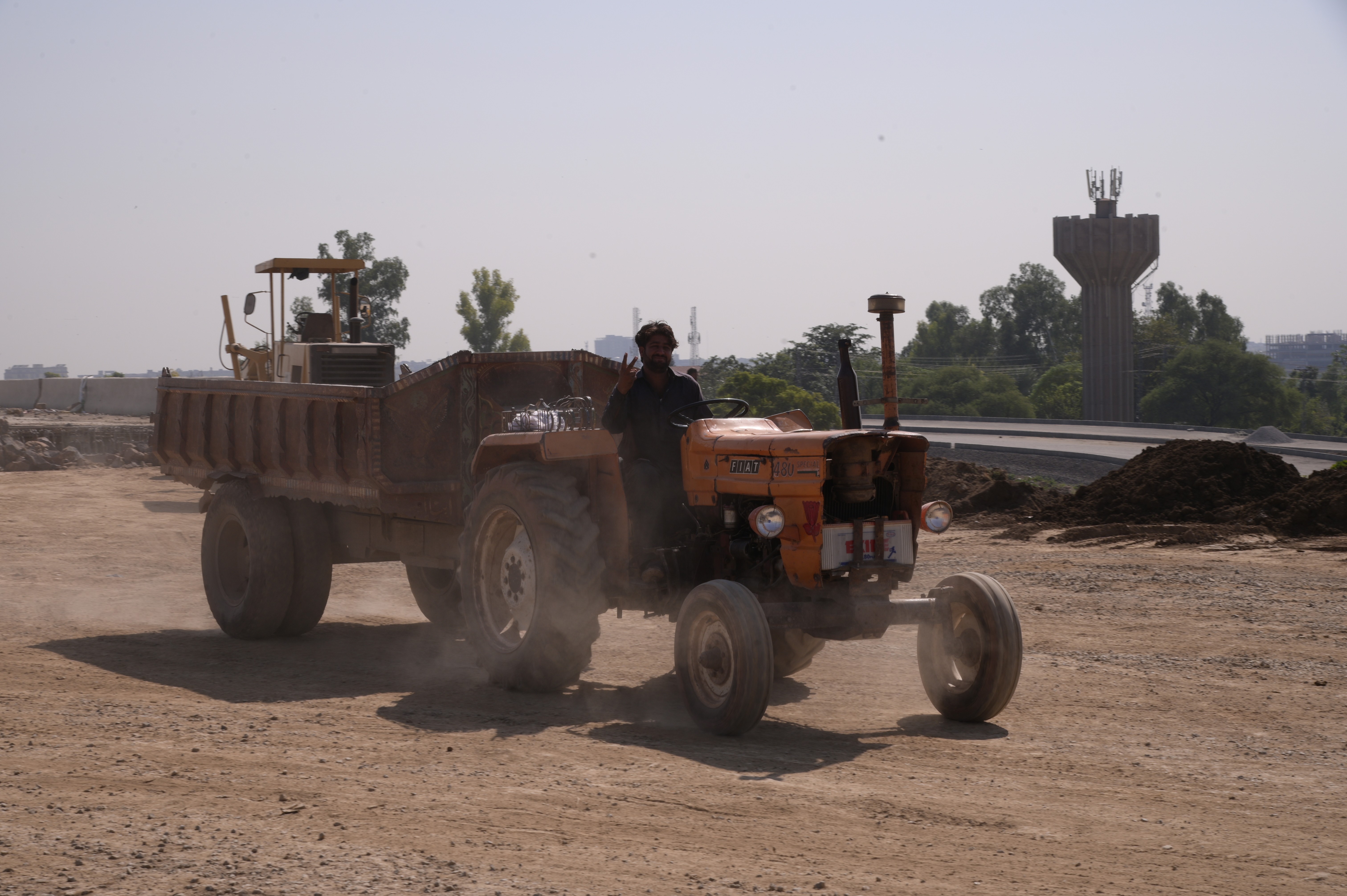 Heavy machinery deployed by the National Logistic Cell (NLC) at the construction site in the remote areas of Federal Capital of Pakistan