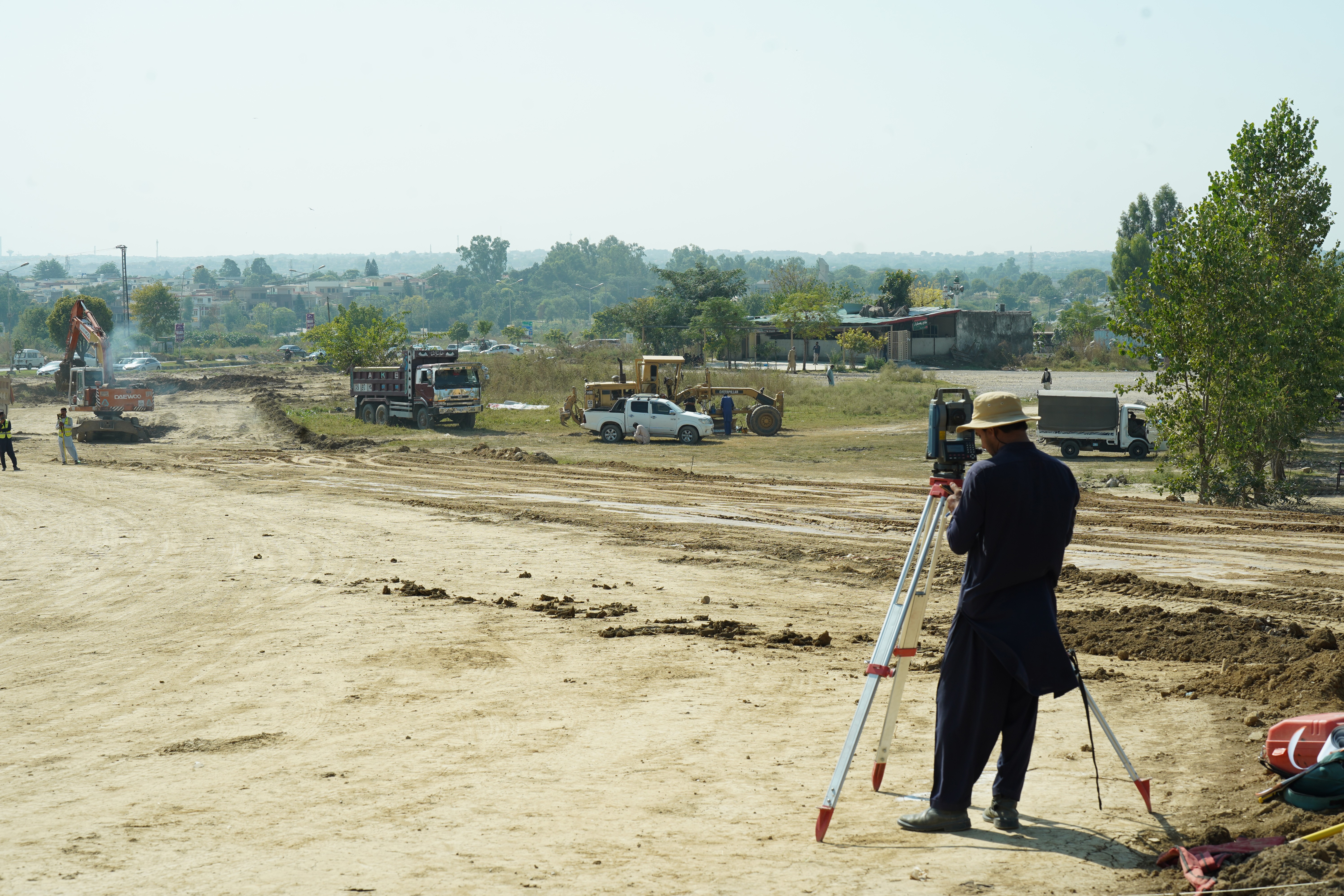 An engineer working at the construction site