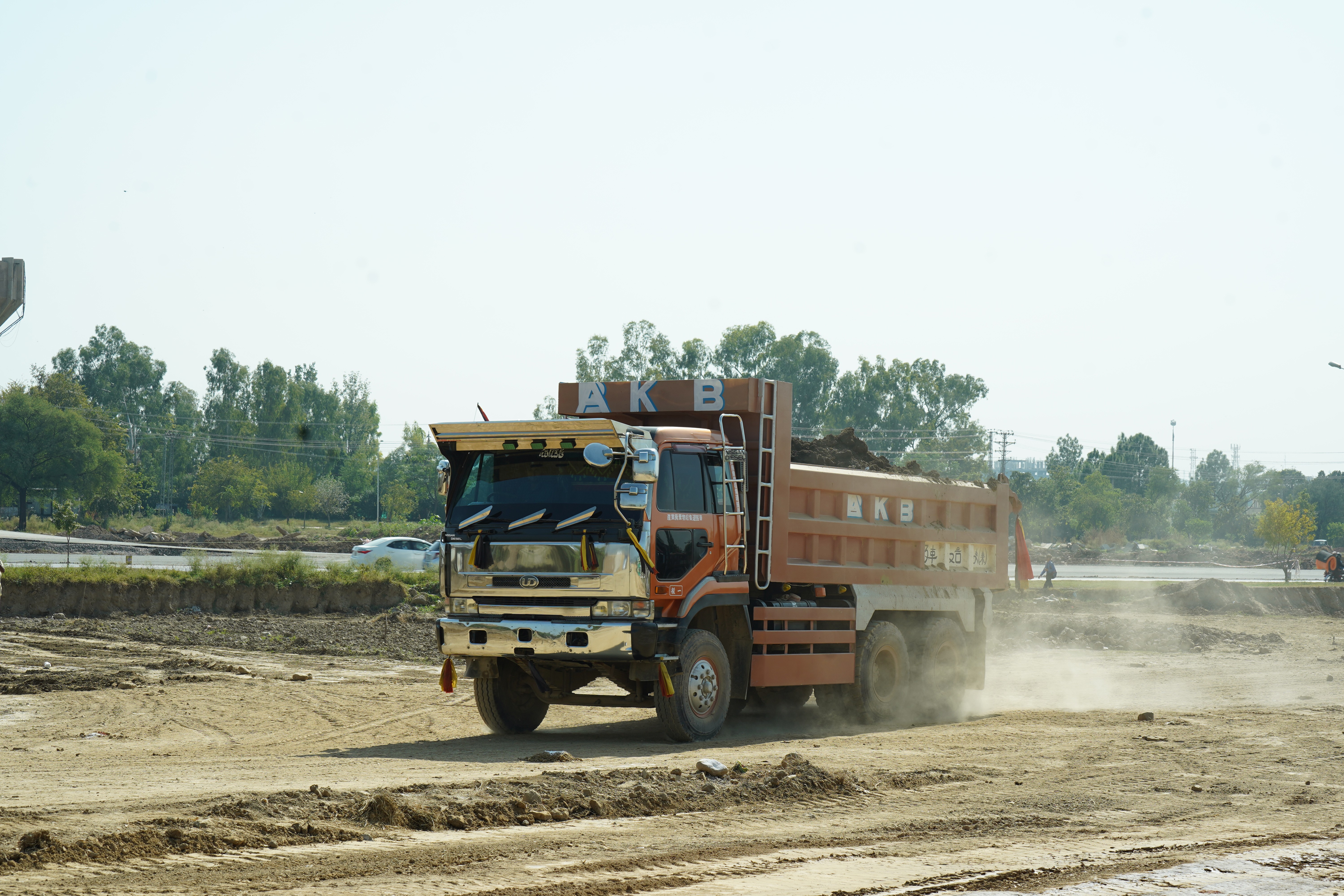 Heavy machinery deployed by the National Logistic Cell (NLC) at the construction site in the remote areas of Federal Capital of Pakistan