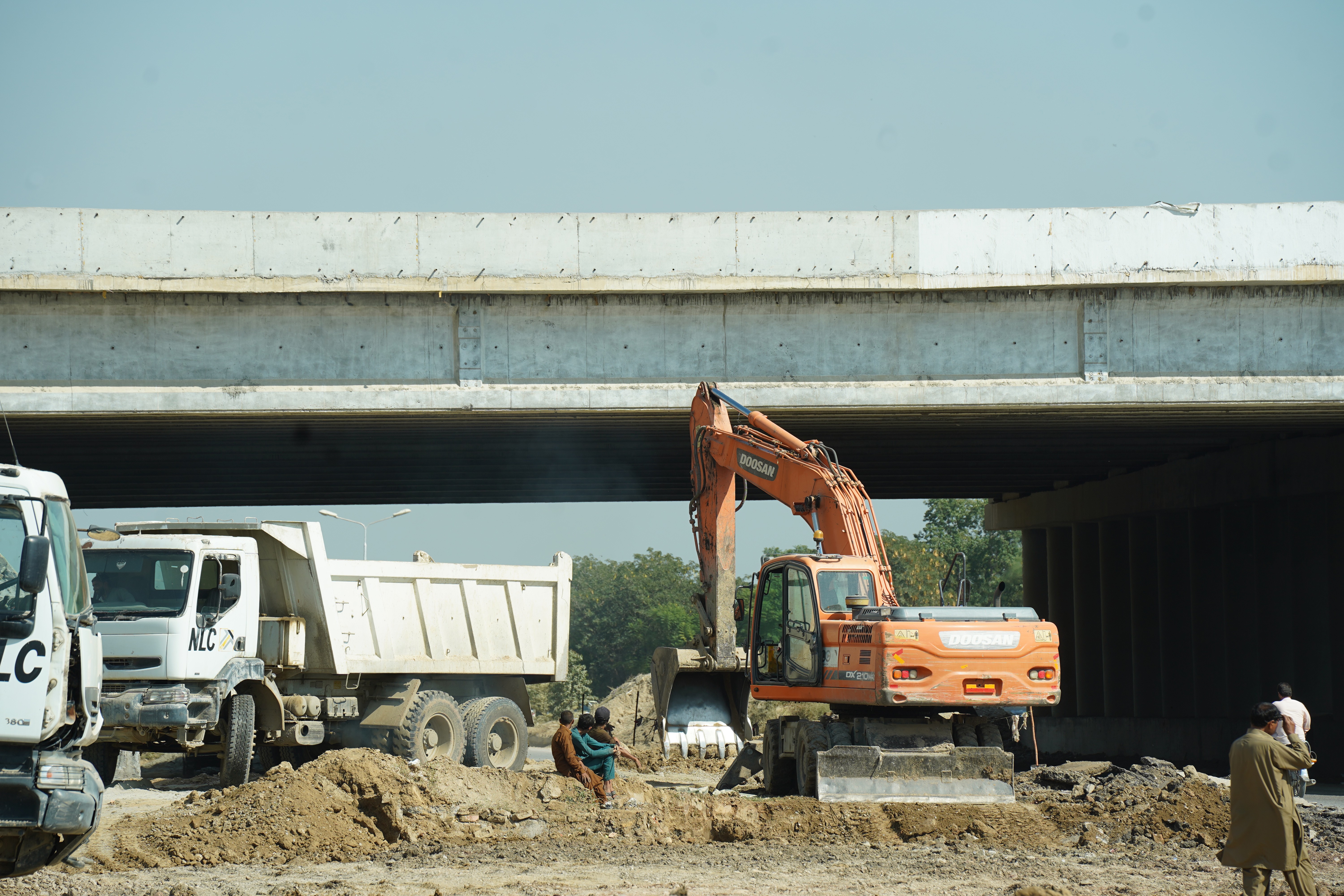 Heavy machinery deployed by the National Logistic Cell (NLC) at the construction site in the remote areas of Federal Capital of Pakistan