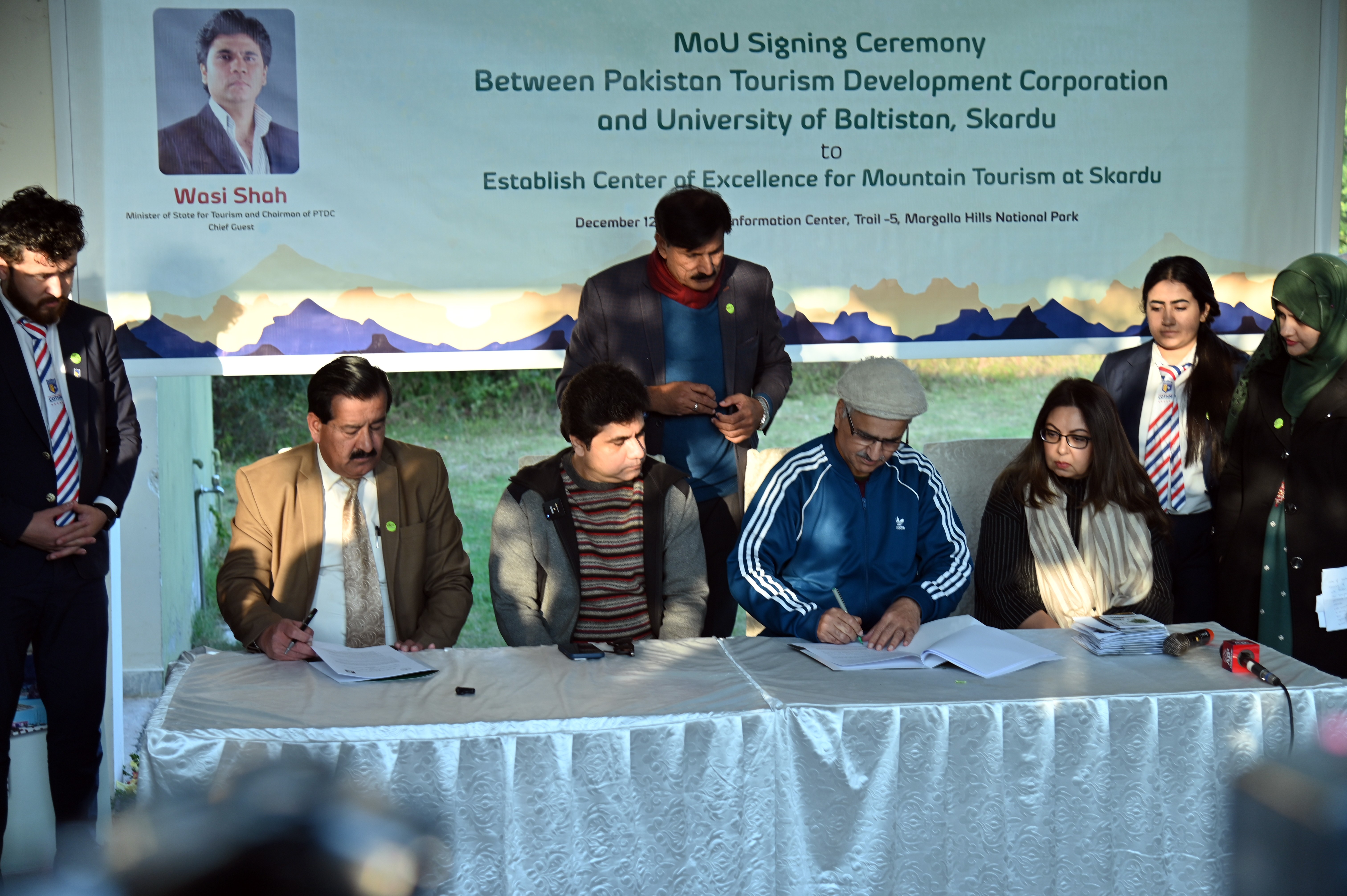 MoU signing Ceremony between Pakistan Tourism Development Corporation and the University of Baltistan, Skardu to establish a center of Excellence for mountain tourism at Skardu