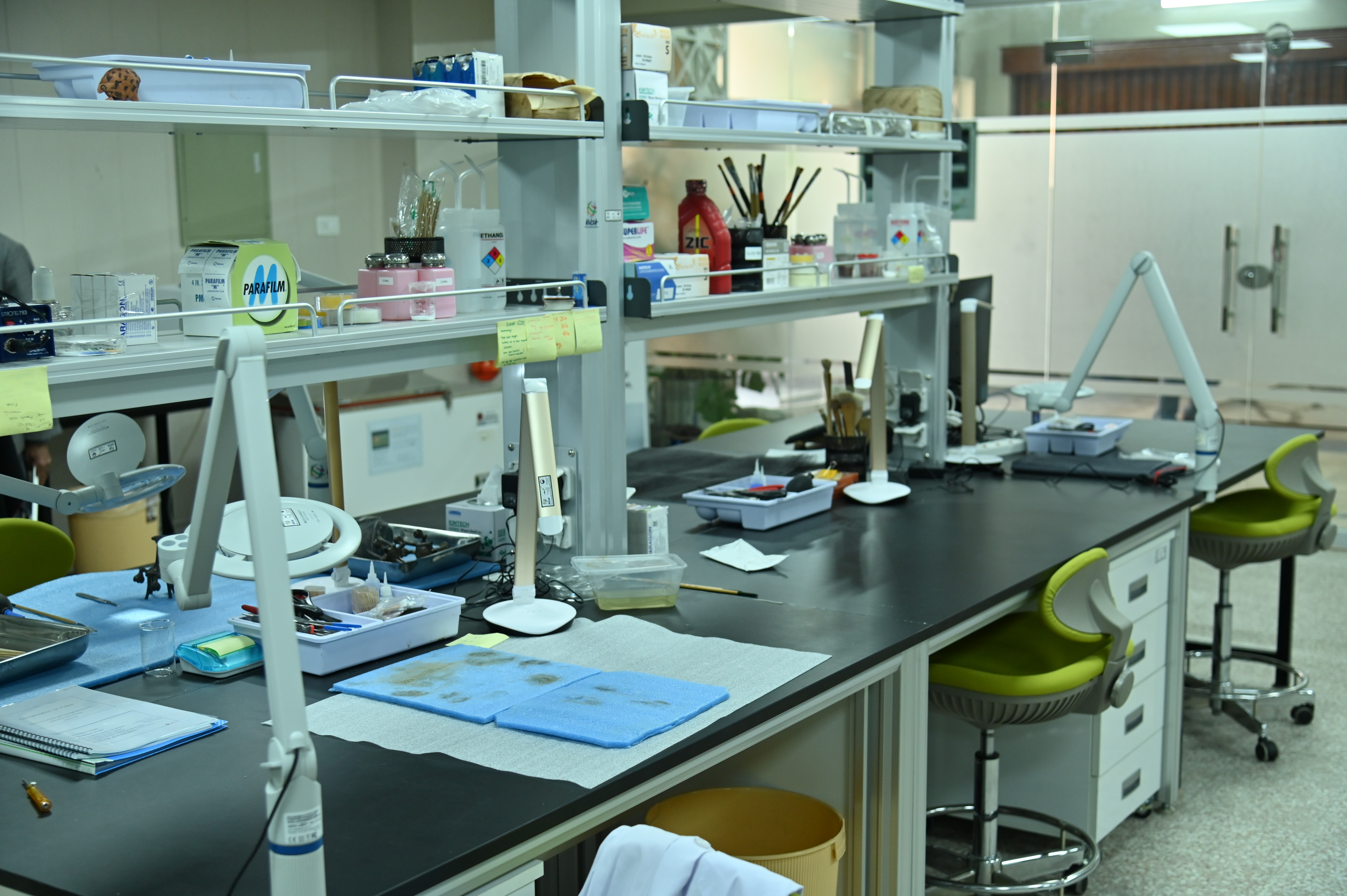 The desk comprising of tools required for the Manual conservation of the artifacts