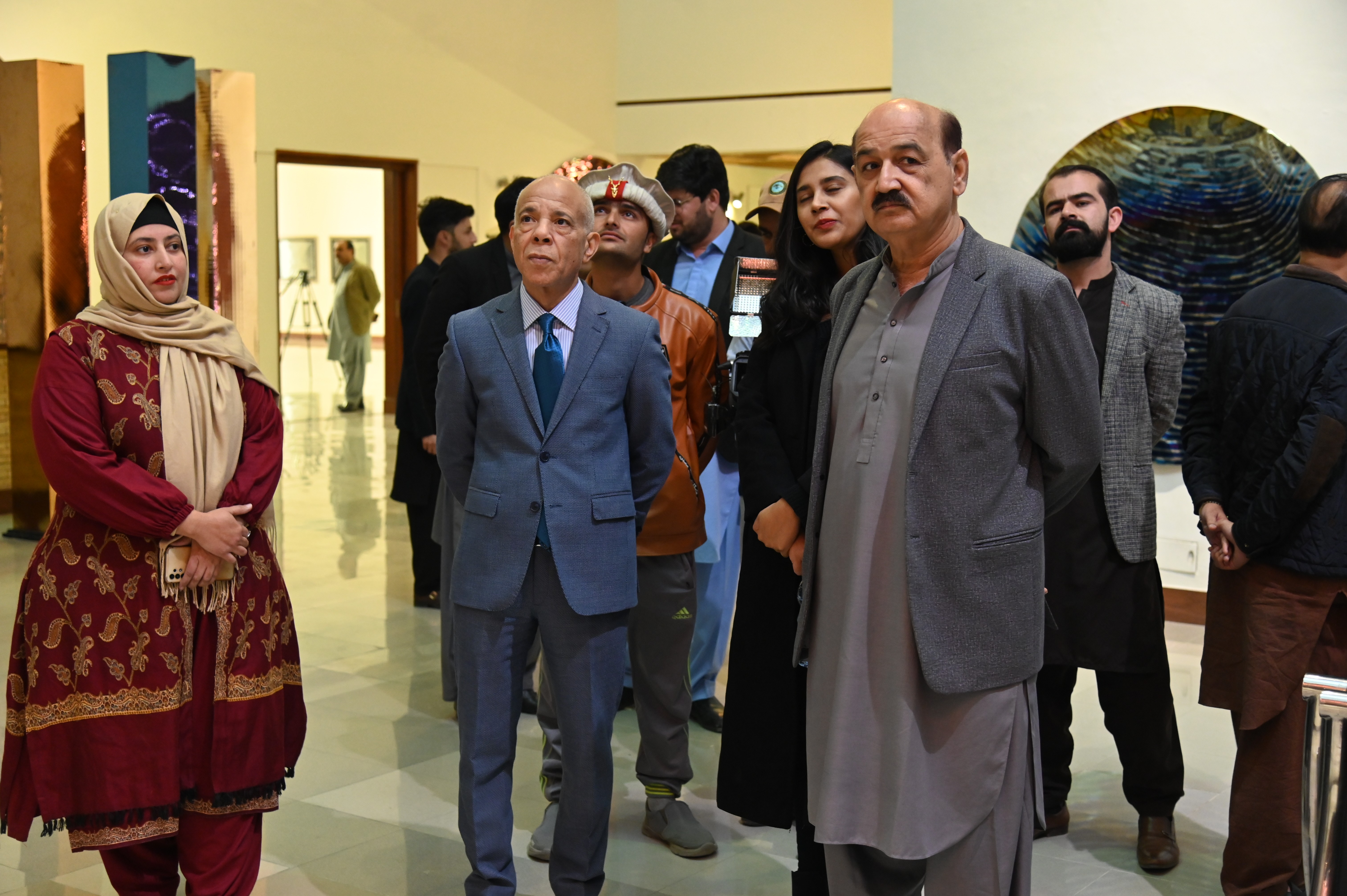 Honorable Chief guests at the Art Exhibition curated by the esteemed Aasim Akhtar, at the prestigious Pakistan National Council of the Arts