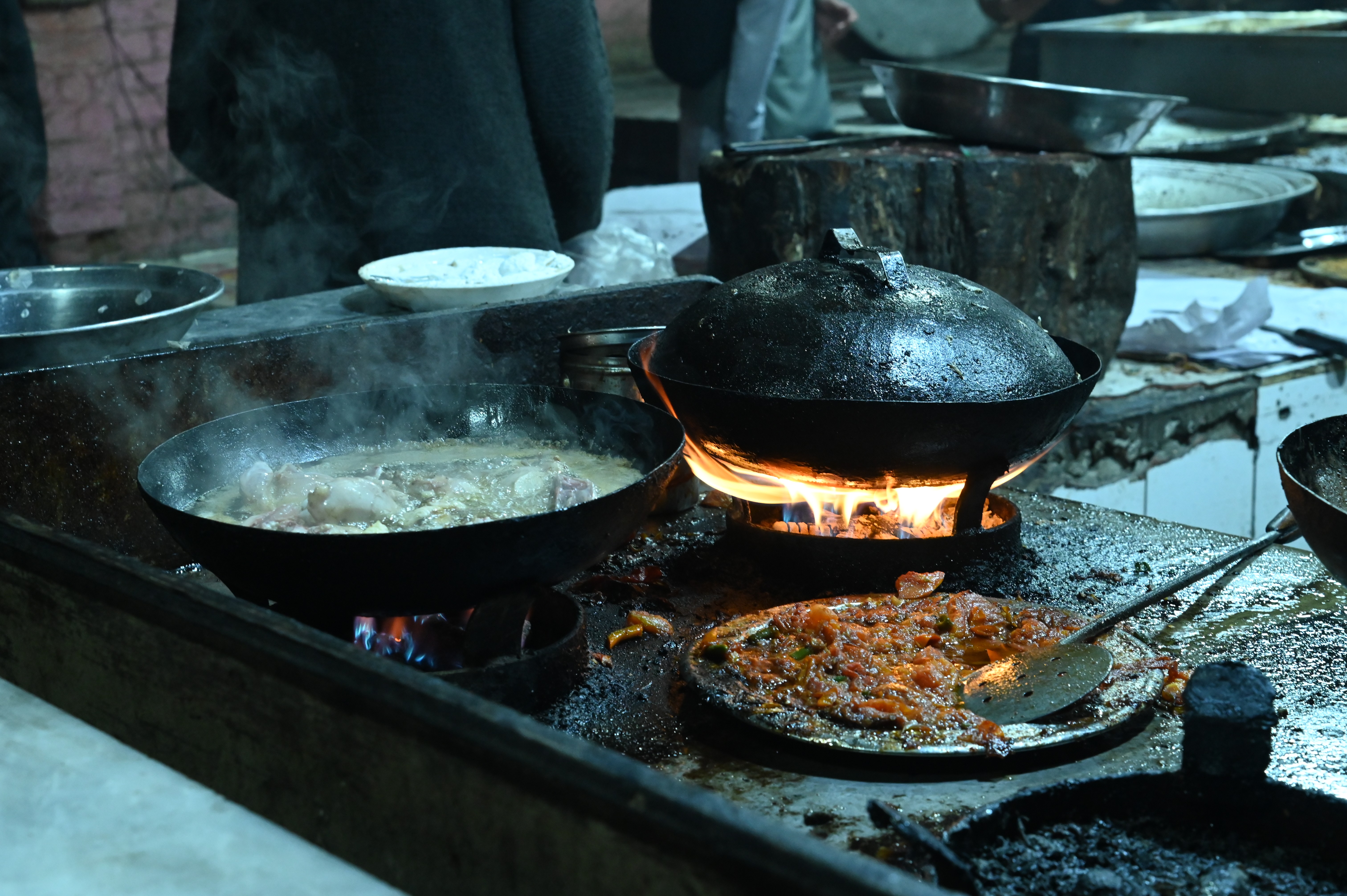 Namkeen Gosht or Salty Meat, the cuisine of the mountain people being cooked at the local restaurant