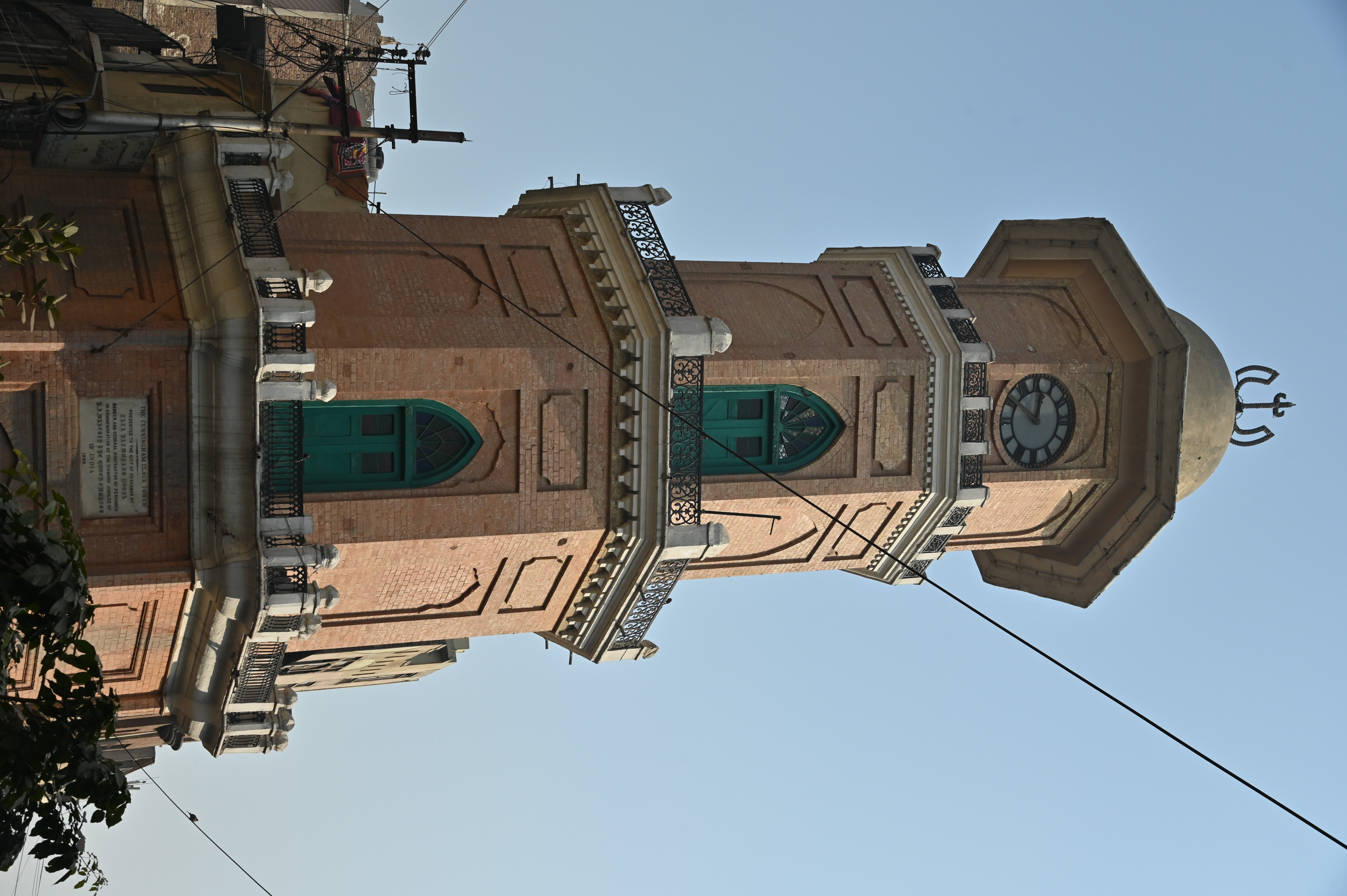 The Cunningham Clock Tower built in 1900, presented to the city of Peshawar