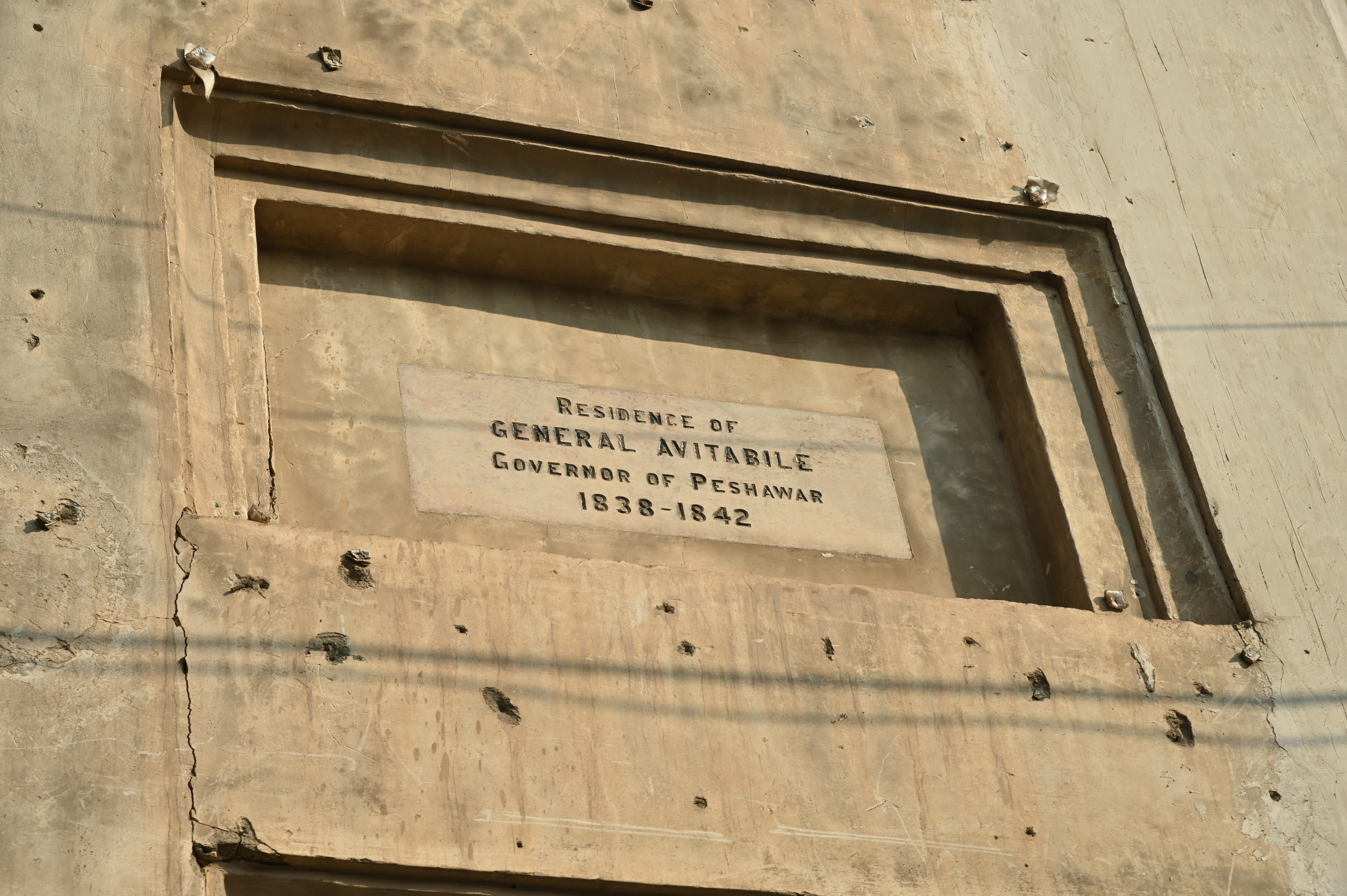 A Name plate outside the Westren gate of Gor Khatri, depicting the name of General Avitabile