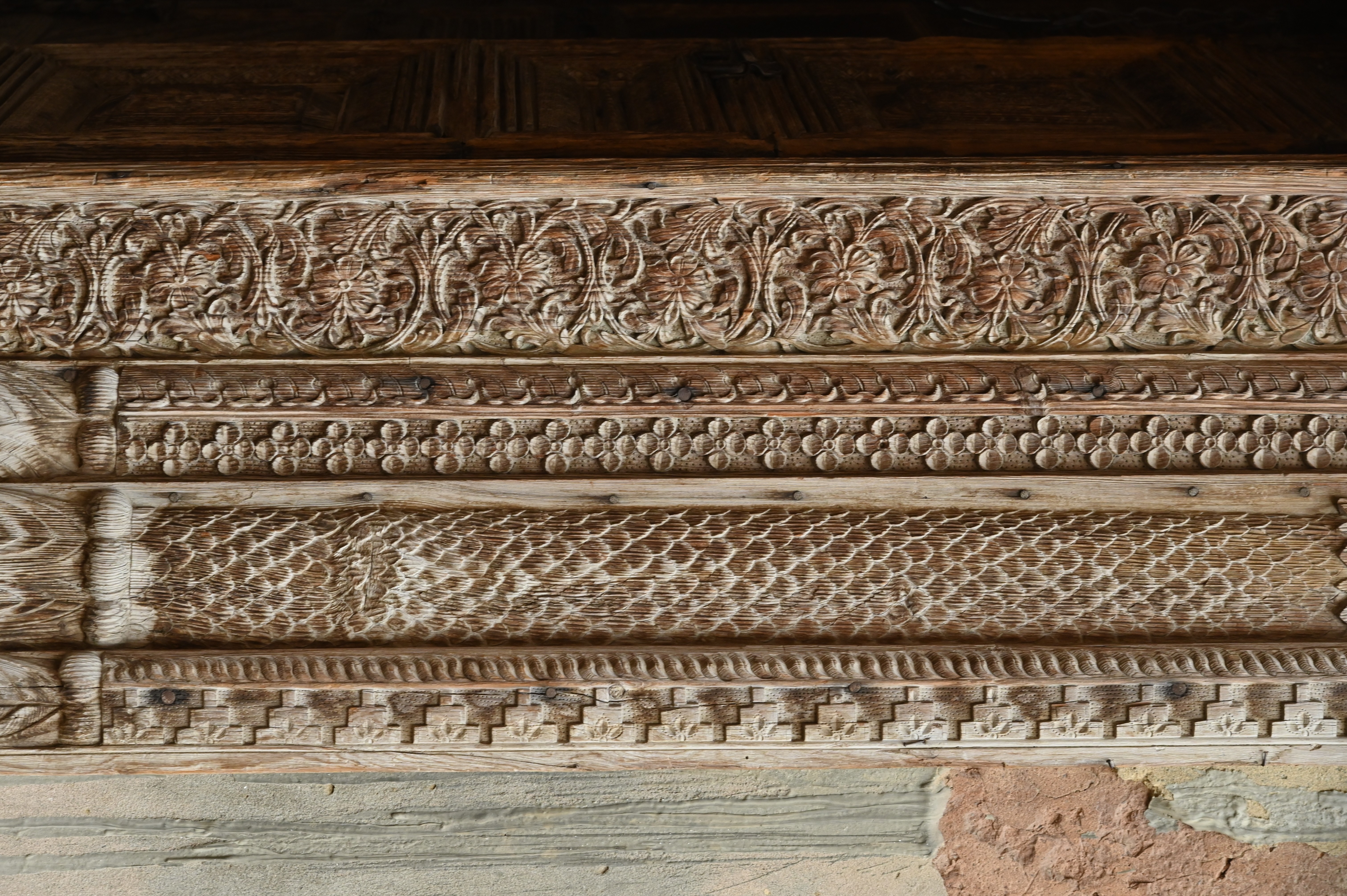 Beautiful design carved on the wooden door