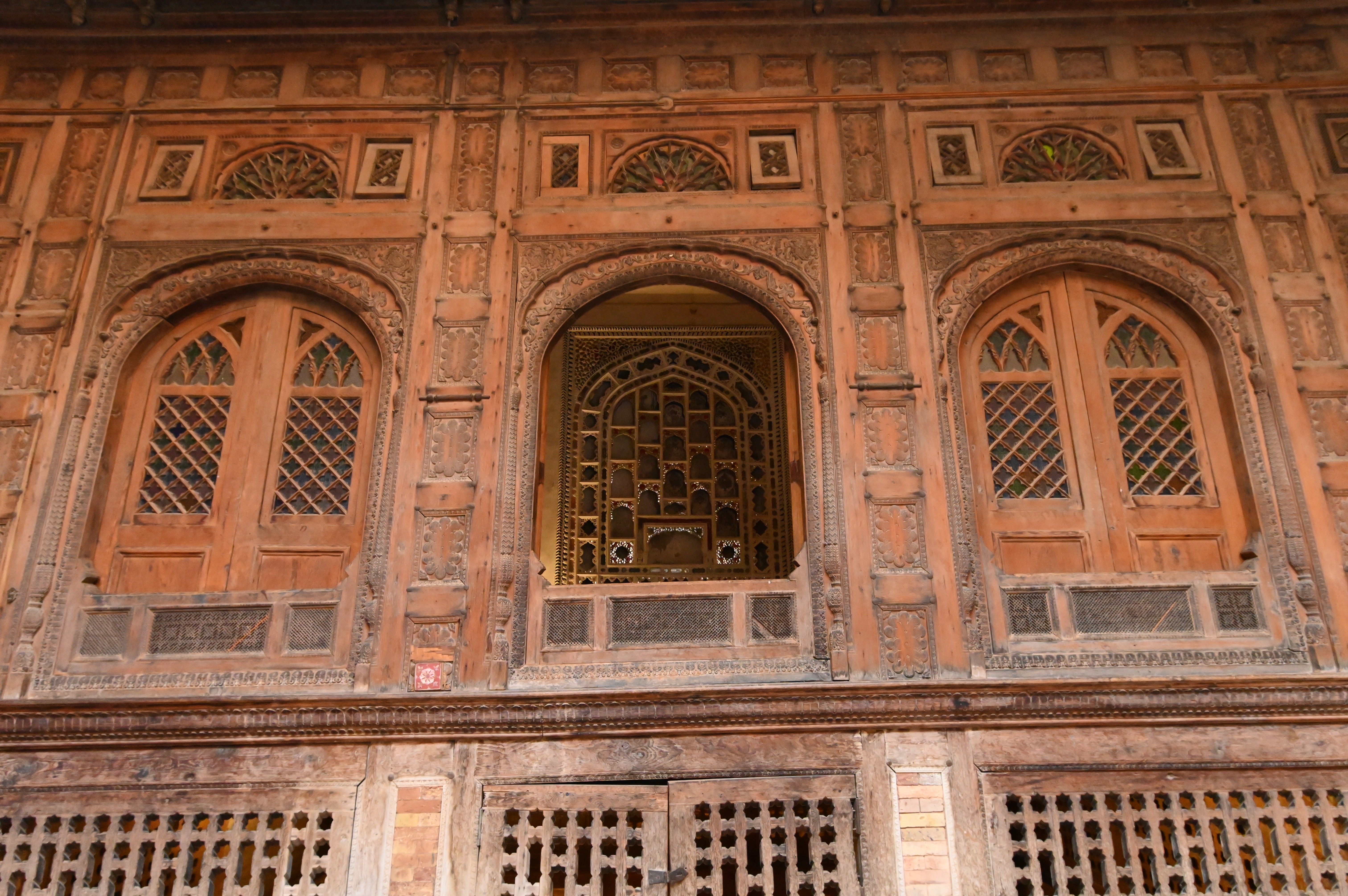 A beautiful wooden work inspired by Central Asian and Gandharan architectures at Sethi House