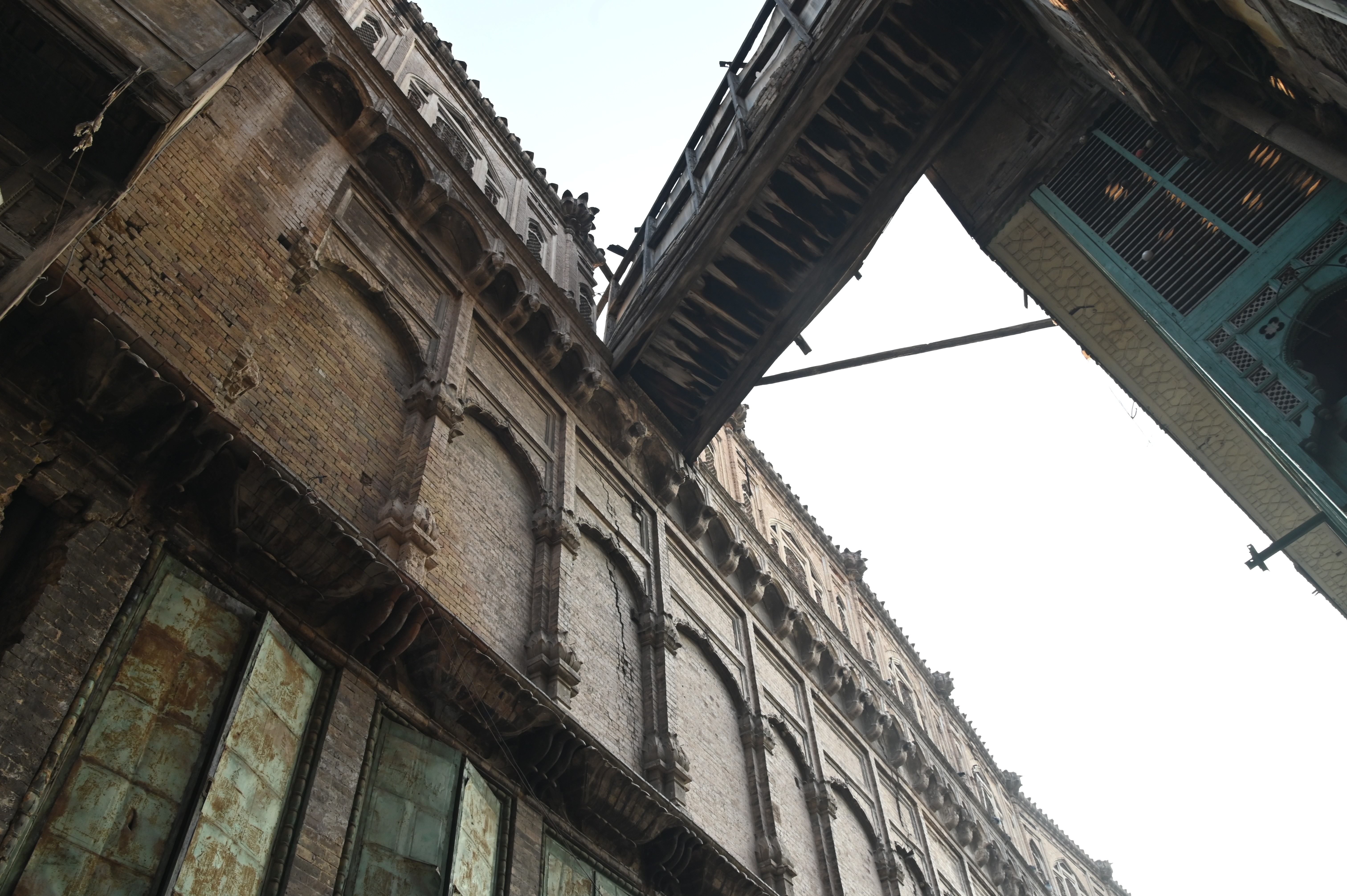 The view old fashioned houses located in interior Peshawar