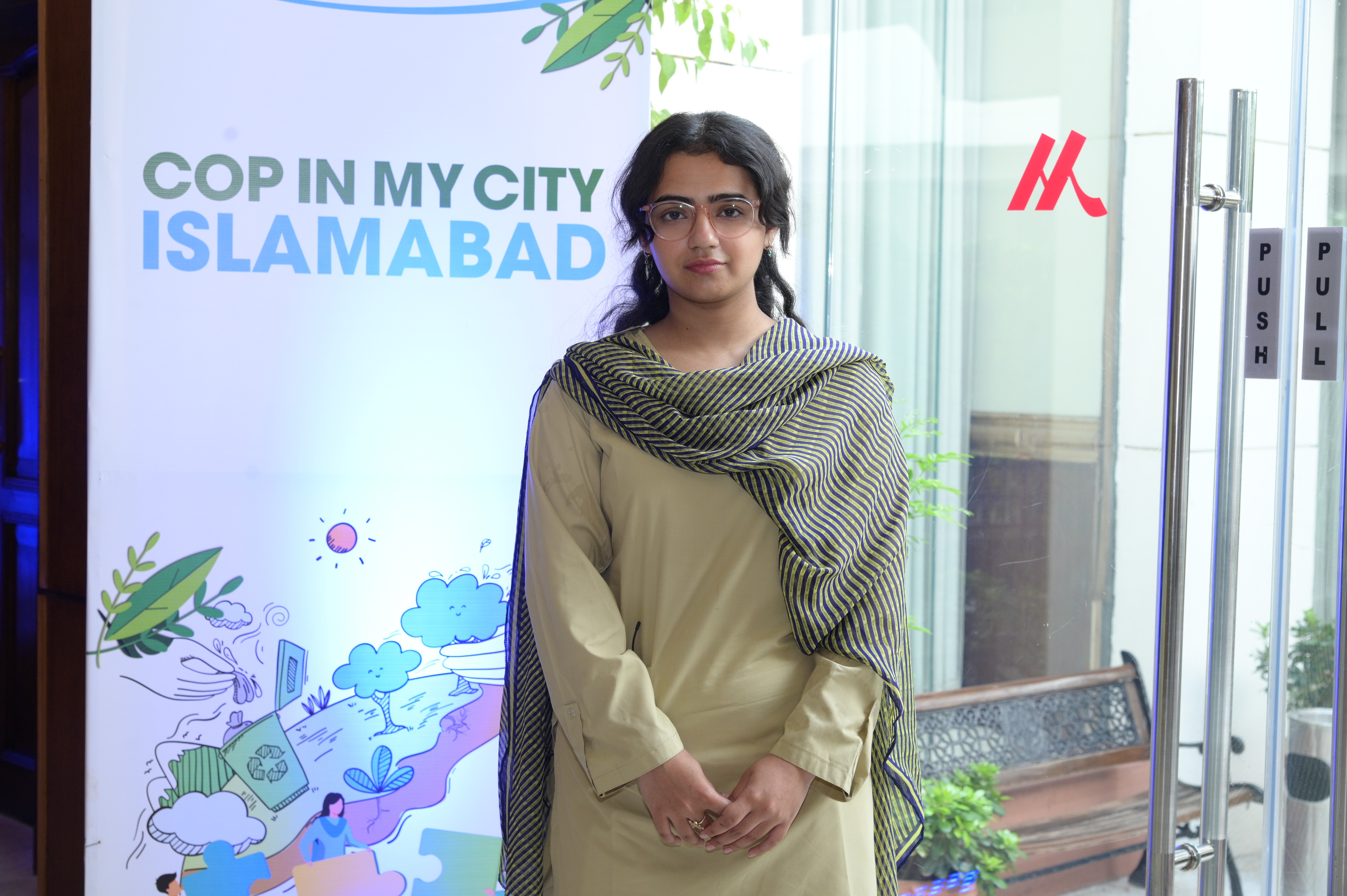 A student at the conference of COP