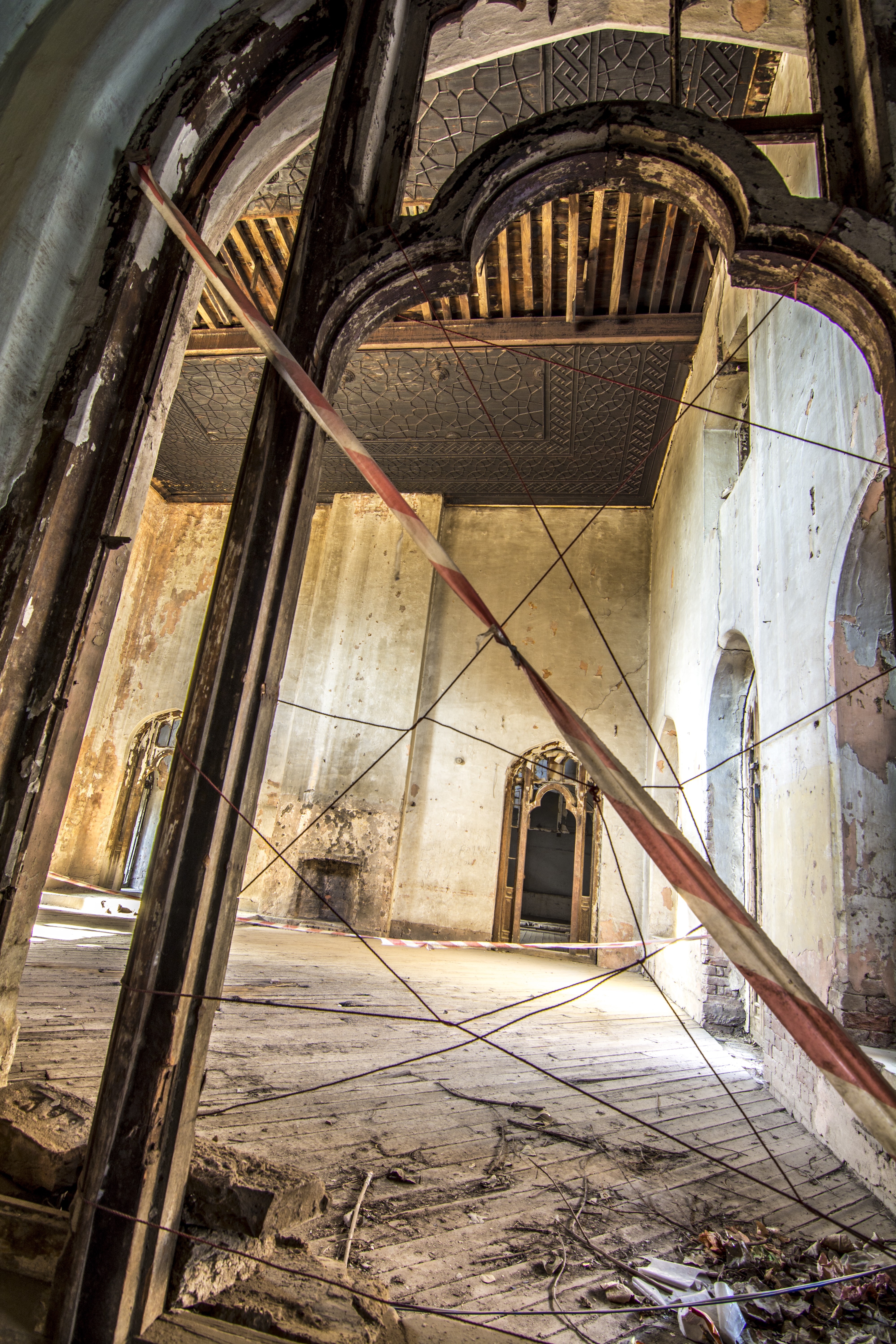 The interior view of an old building