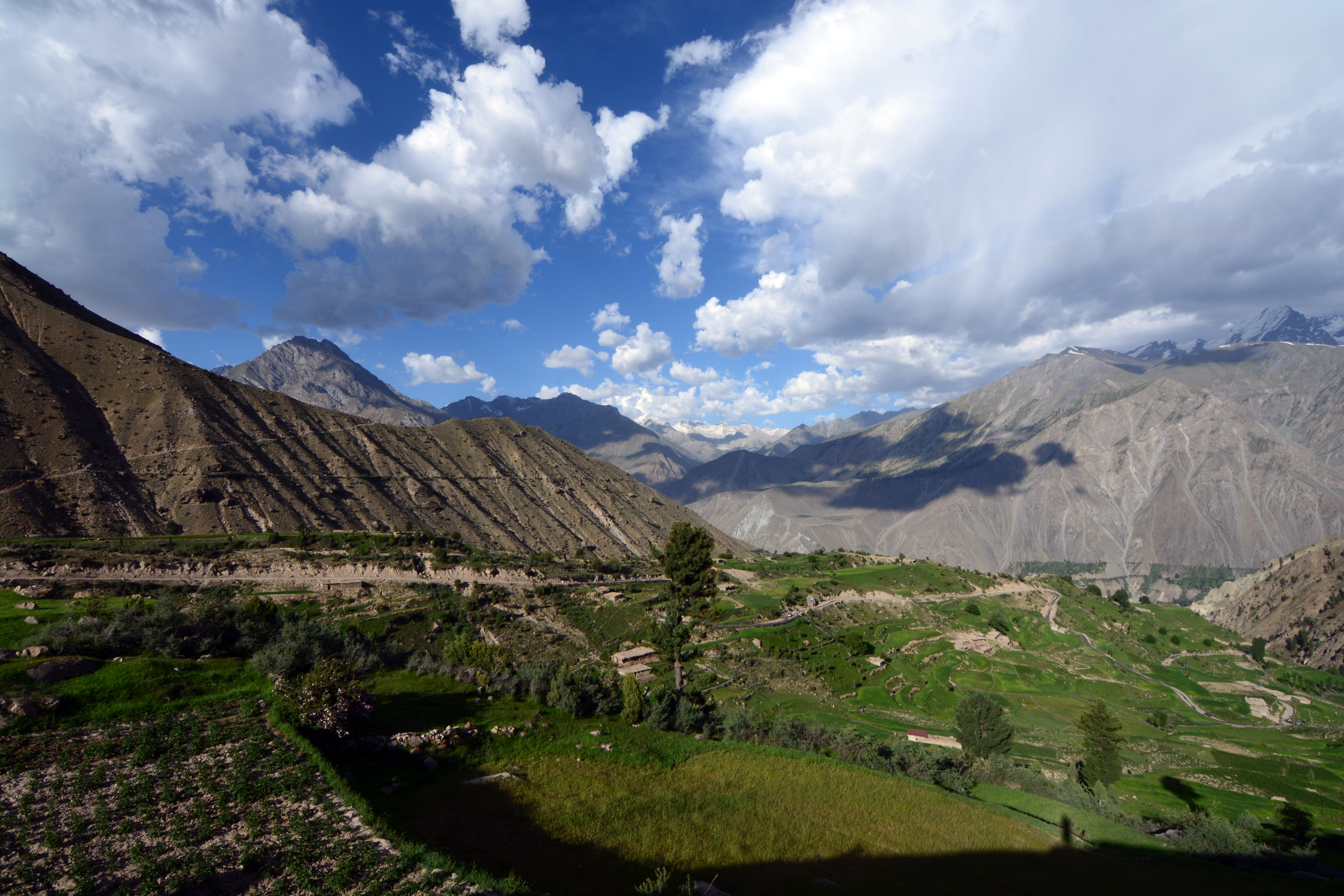 An ariel view of the mountains in northern areas