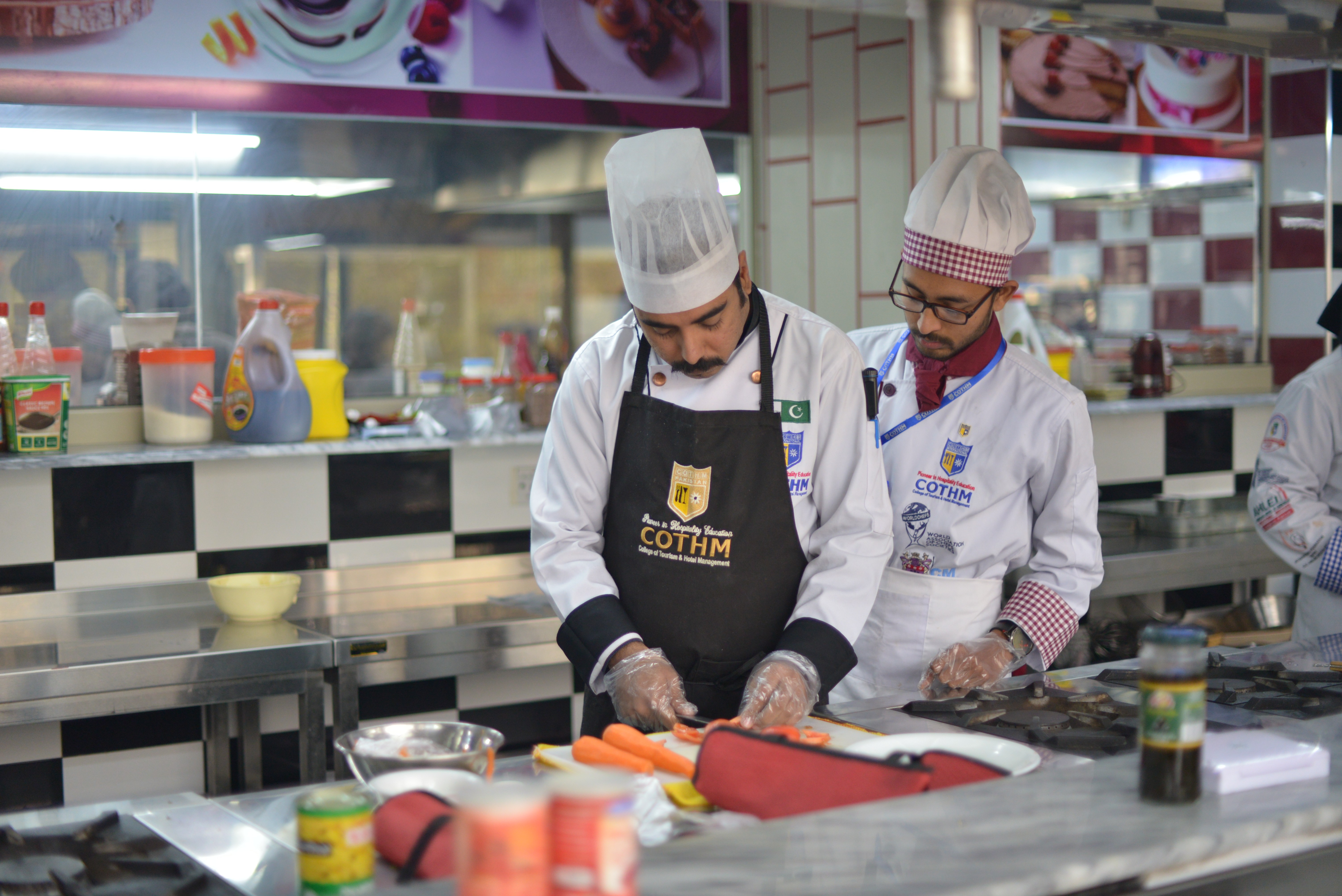 Chef busy in cutting vagetables