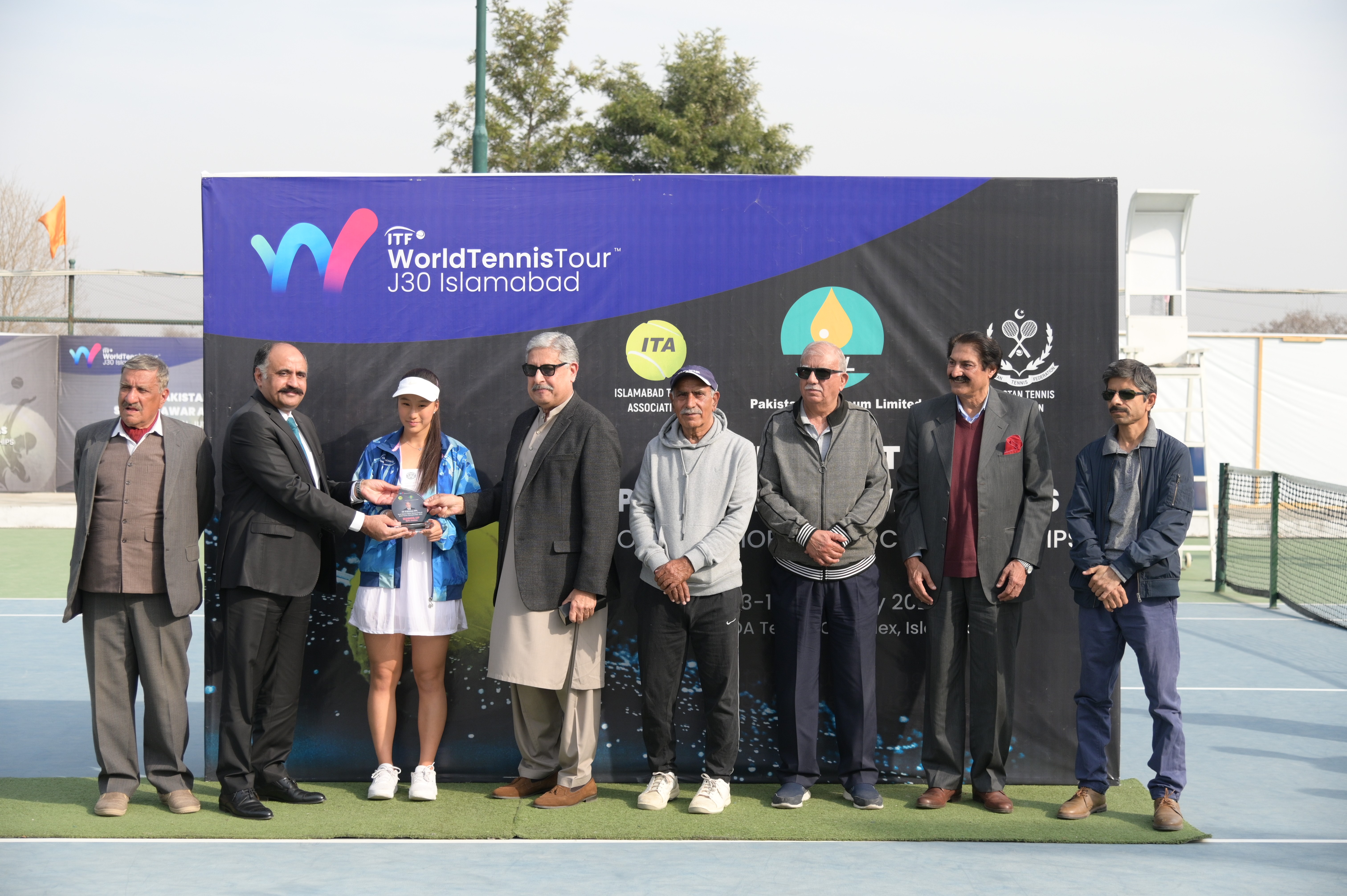 Shield distribution ceremony at an event of ITF Pakistan Zainab Ali Naqvi Memorial World Junior Tennis Championship Leg-II