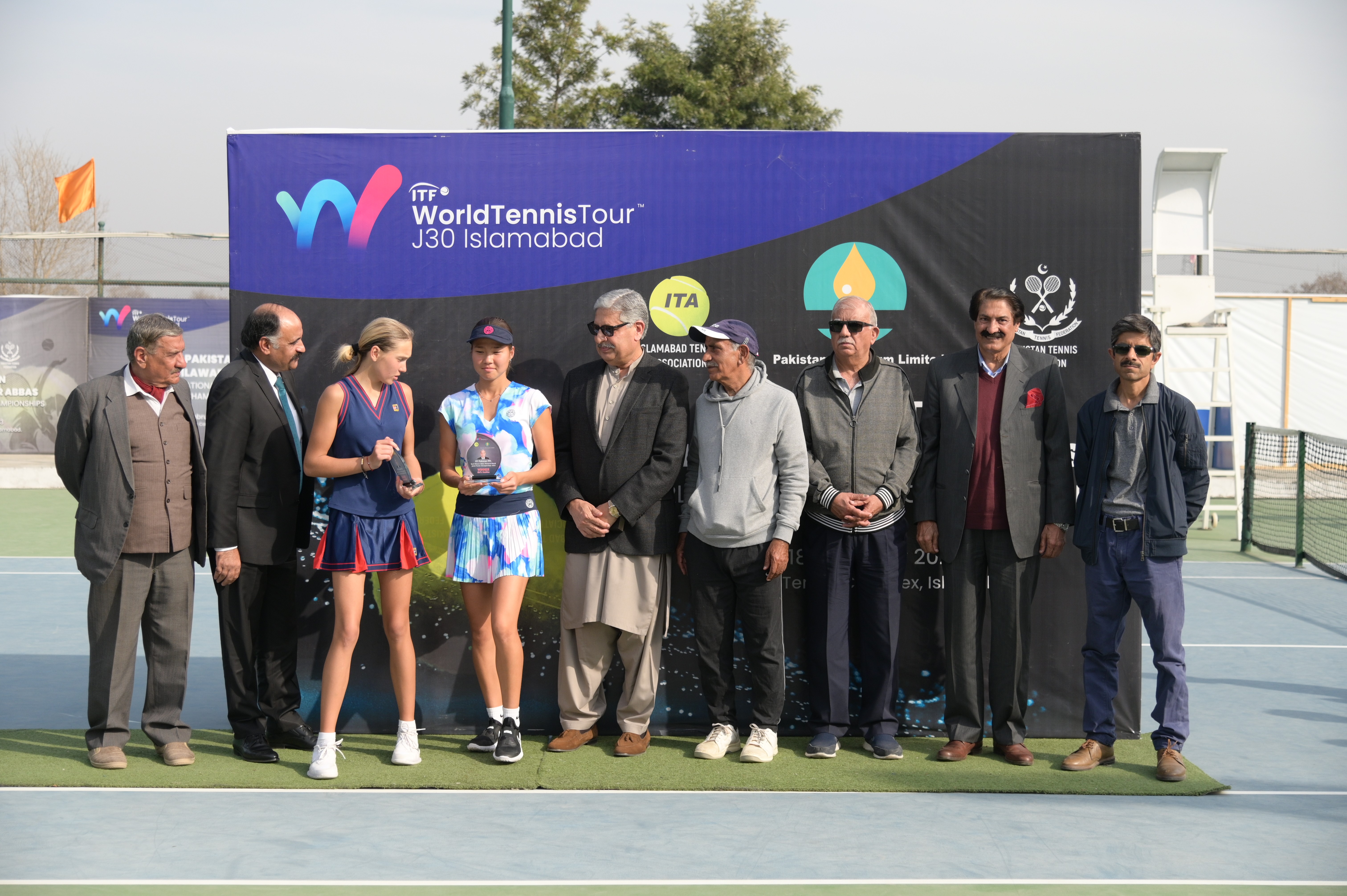 Shield distribution ceremony at an event of ITF Pakistan Zainab Ali Naqvi Memorial World Junior Tennis Championship Leg-II