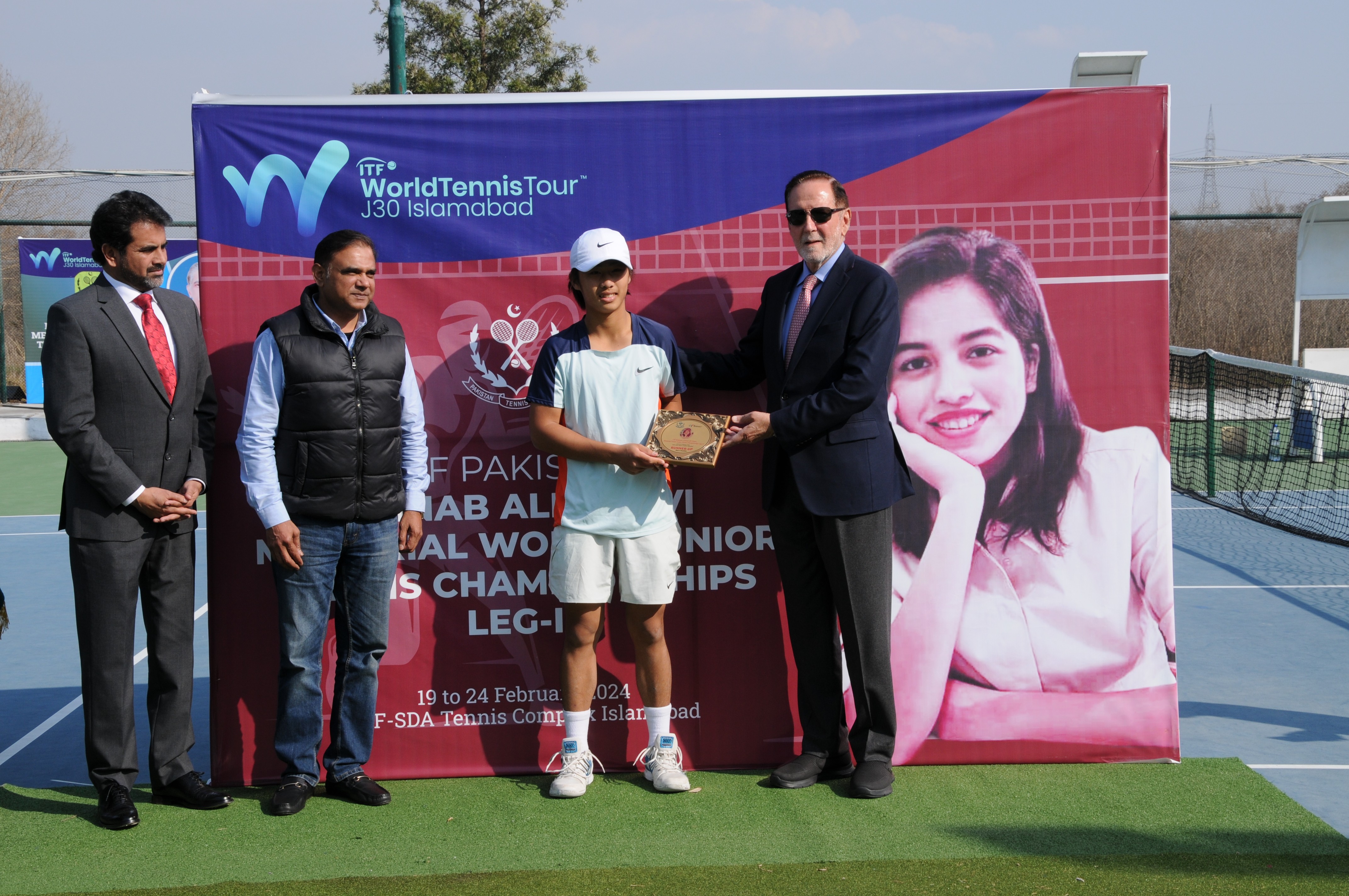 Shield distribution ceremony at an event of ITF Pakistan Zainab Ali Naqvi Memorial World Junior Tennis Championship Leg-II