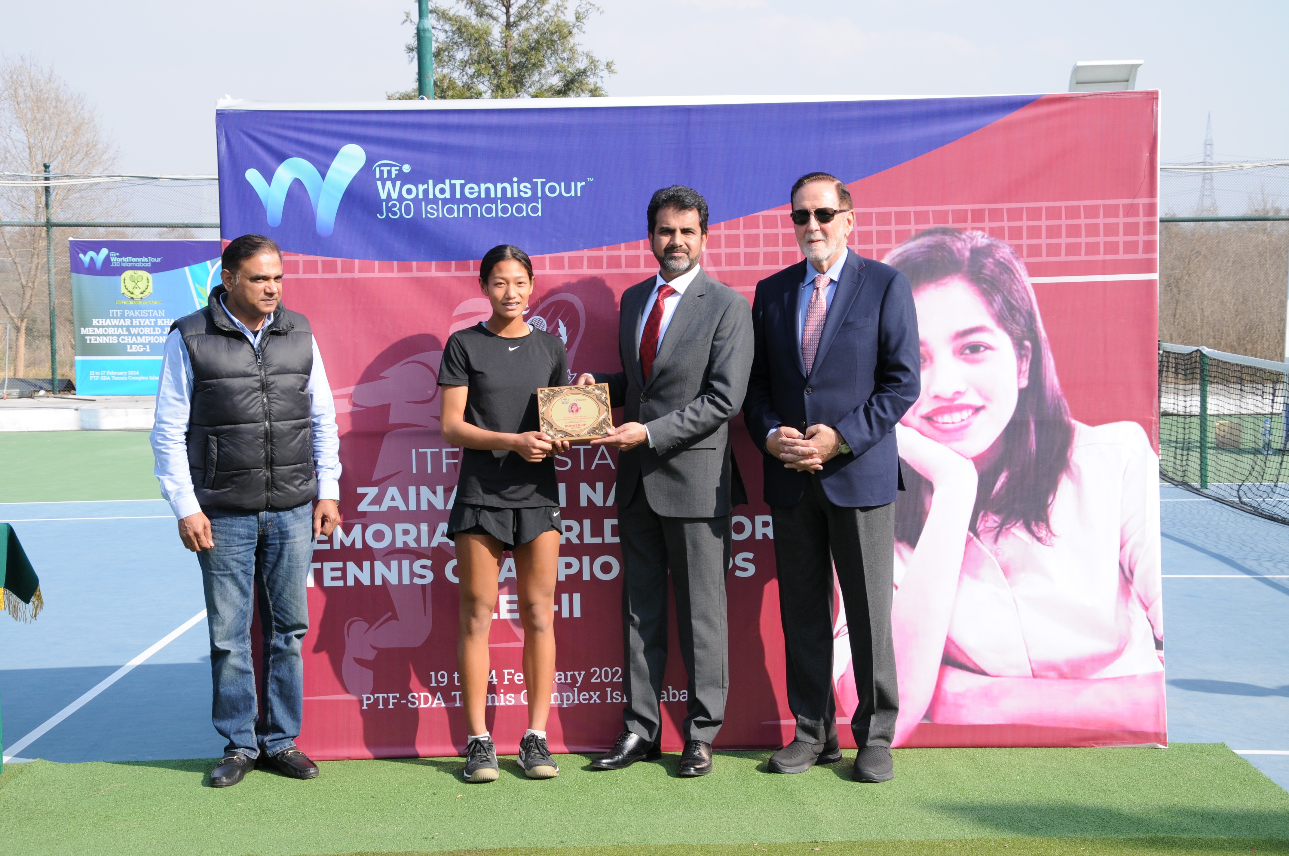 Shield distribution ceremony at an event of ITF Pakistan Zainab Ali Naqvi Memorial World Junior Tennis Championship Leg-II