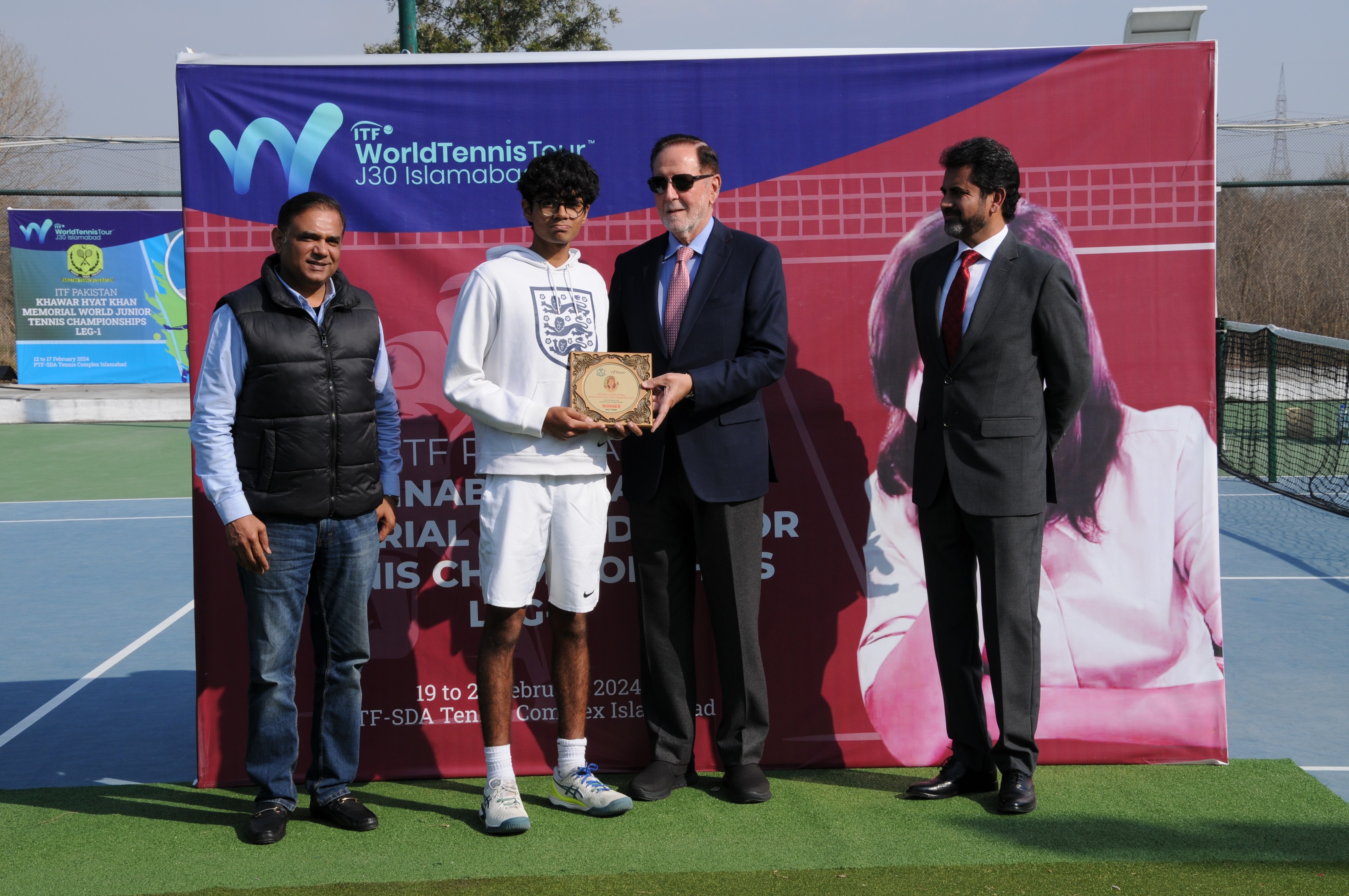 Shield distribution ceremony at an event of ITF Pakistan Zainab Ali Naqvi Memorial World Junior Tennis Championship Leg-II