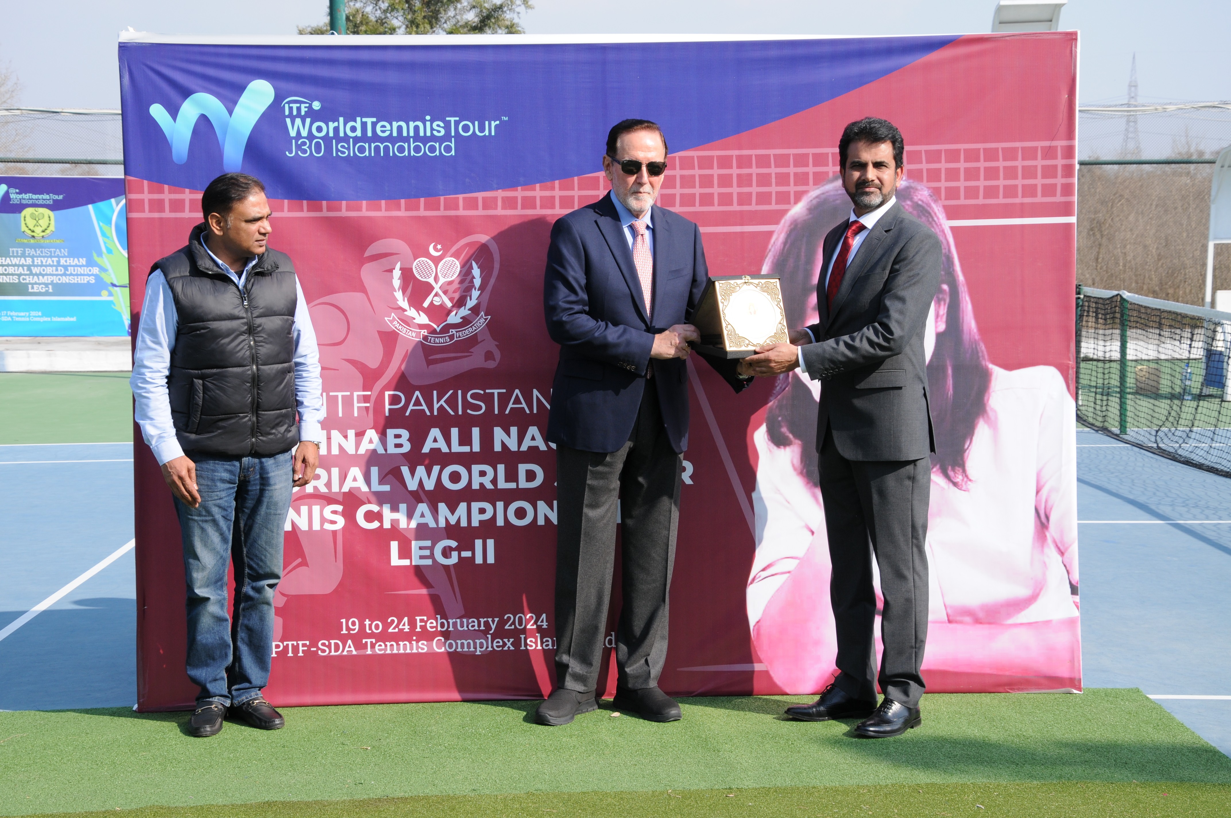 Shield distribution ceremony at an event of ITF Pakistan Zainab Ali Naqvi Memorial World Junior Tennis Championship Leg-II