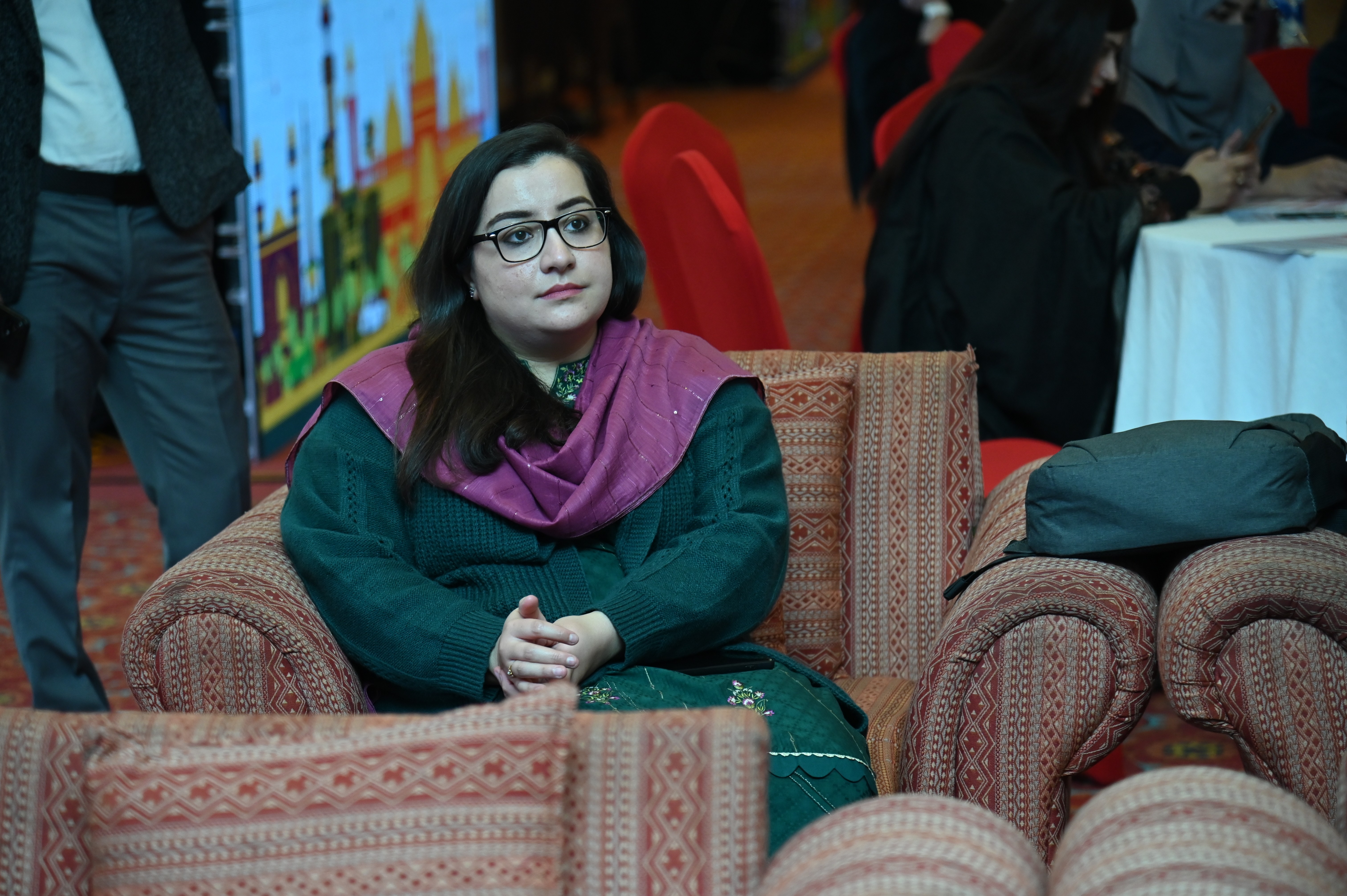 A woman attending the event of International Women's Day