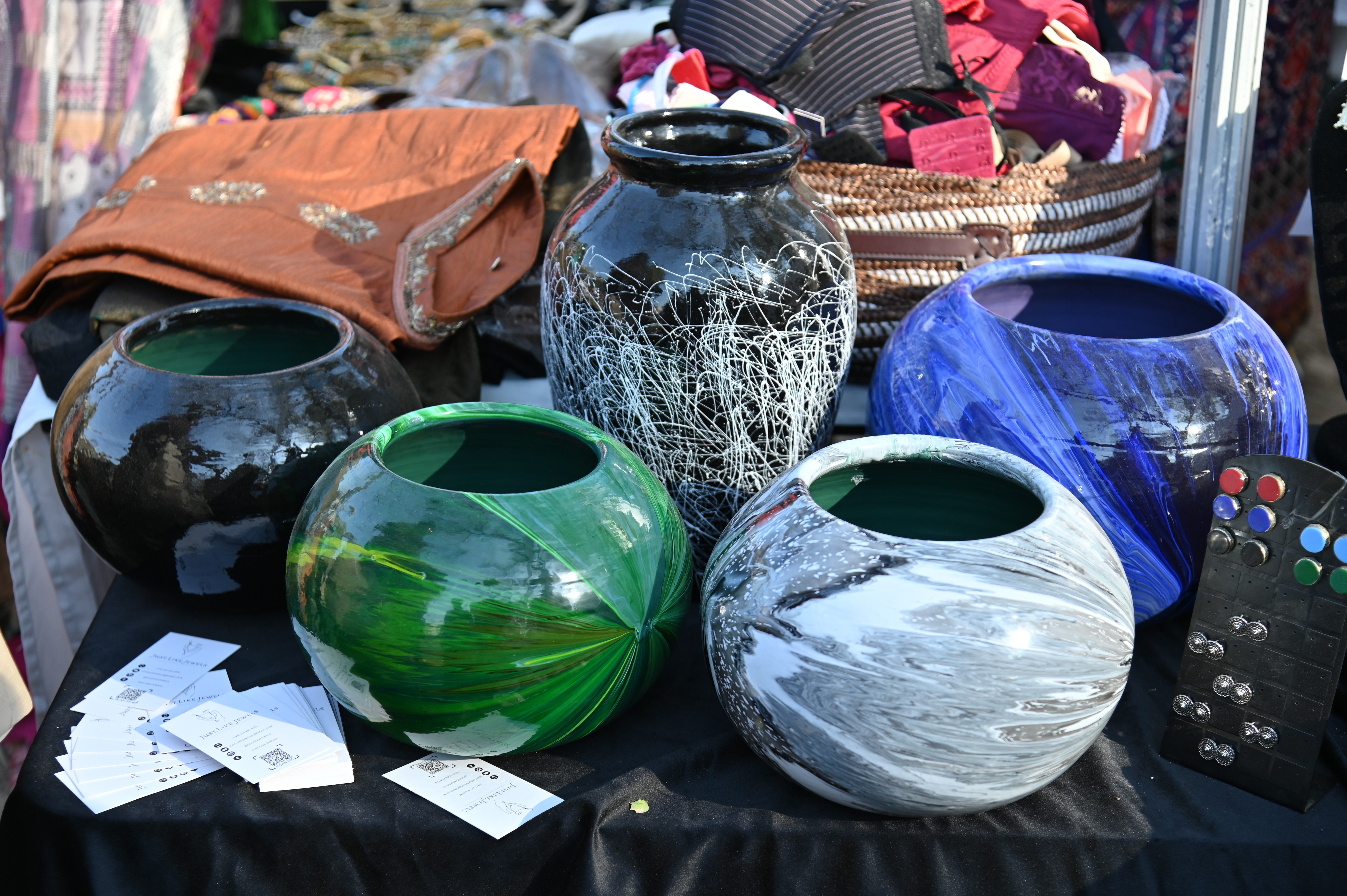 Colorful pots displayed at the Lok Virsa